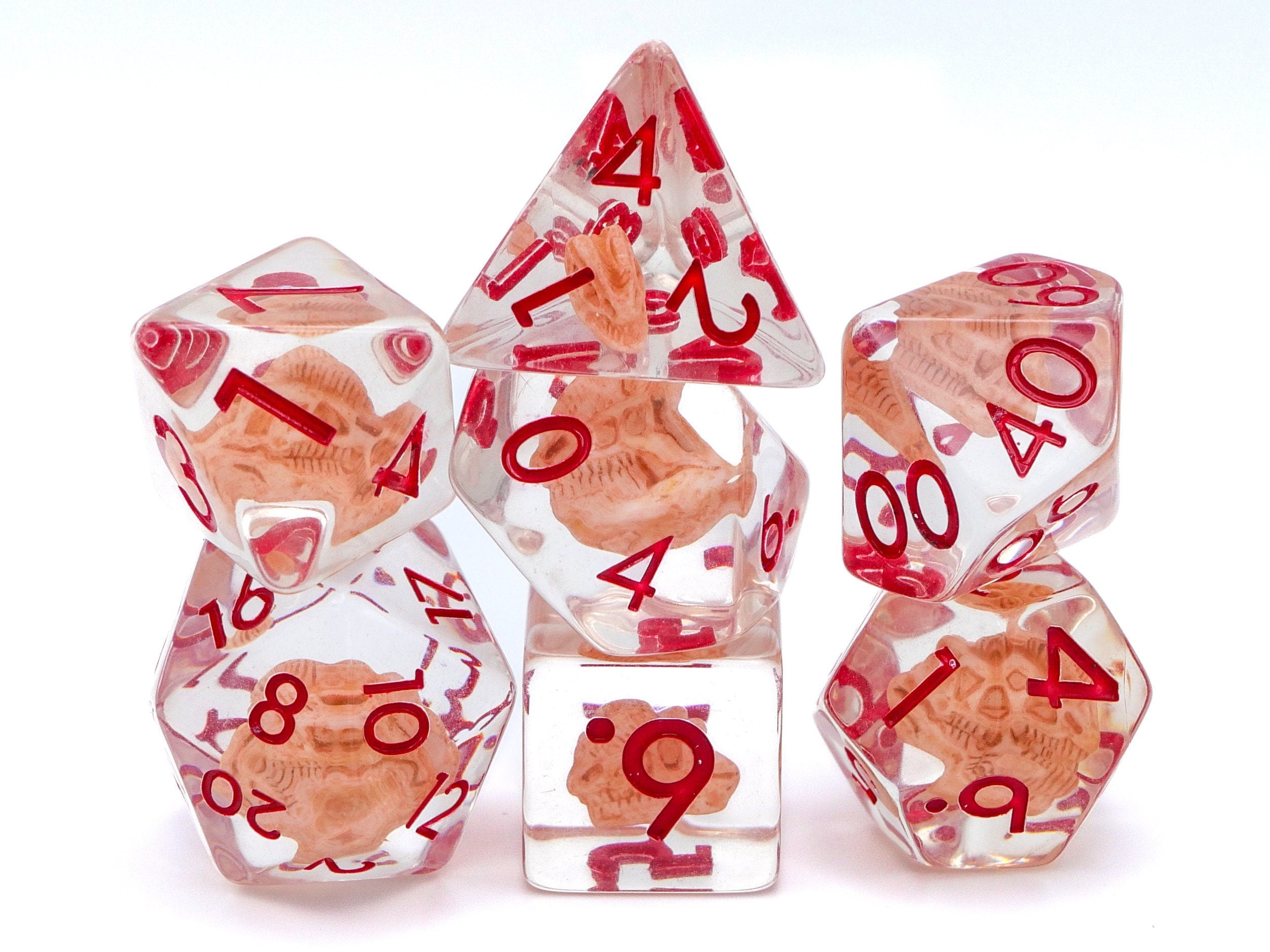 Dinosaur Bone Resin DnD Dice Set: 7 Piece Fossil RPG Dice