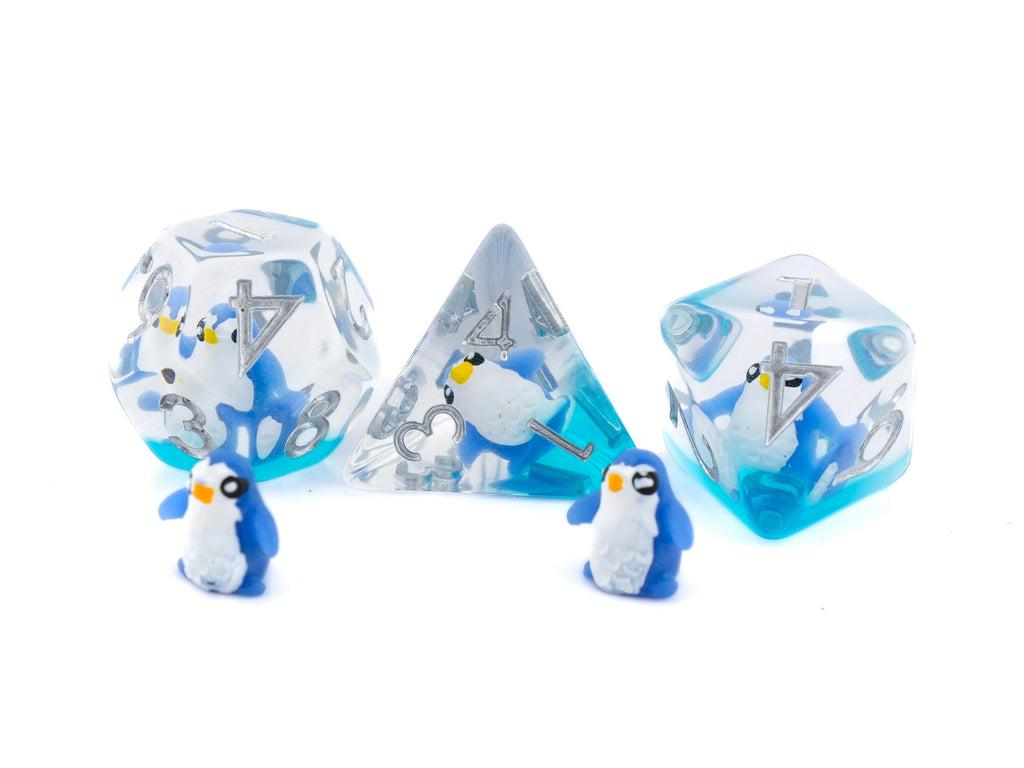 Penguin Resin DnD Dice Set: 7 Piece Arctic  Bird RPG Dice