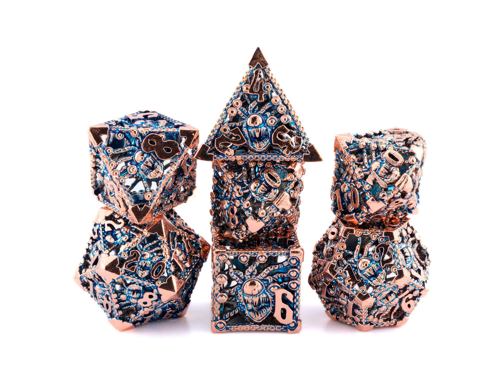 Beholder Hollow Metal DnD Dice Set: 7-Piece Spectator RPG Dice