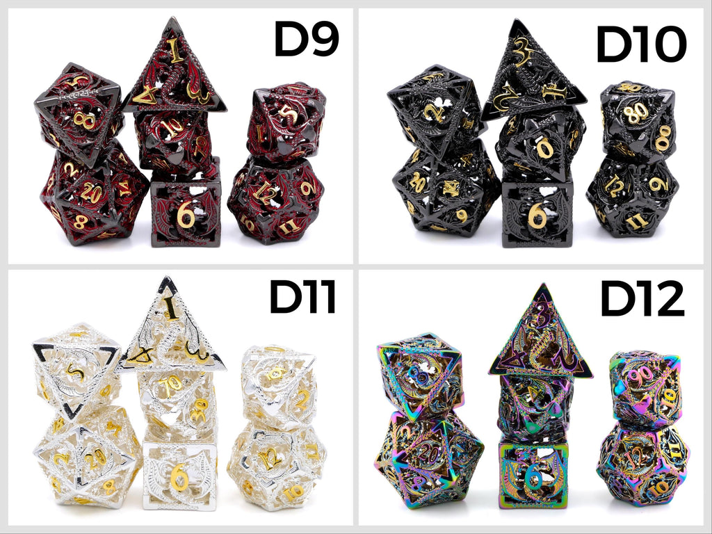 Dragon Hollow Metal DnD Dice Set: 7 Pieve Wyvern RPG Dice