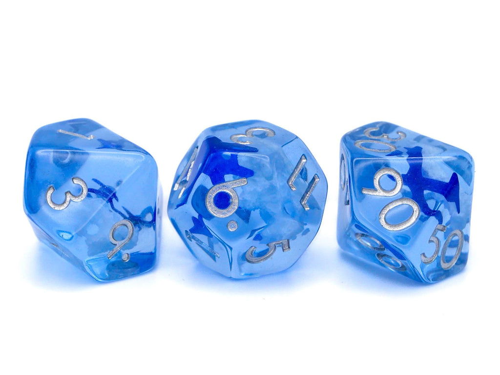 Airplane Resin DnD Dice Set: 7-Piece RPG Dice
