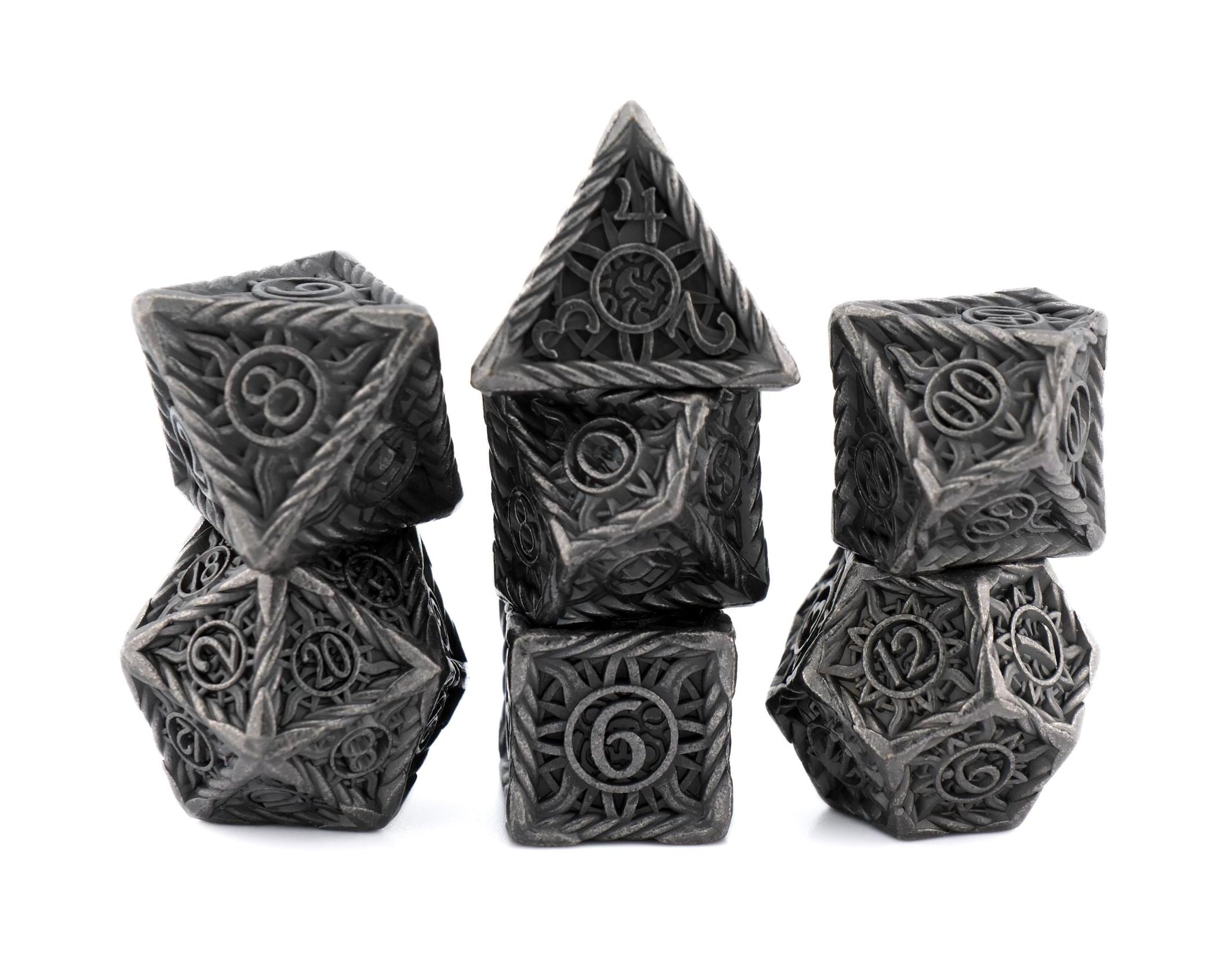 Sun Metal DnD Dice Set: 7-Piece Colorful RPG Dice for Dungeons and Dragons