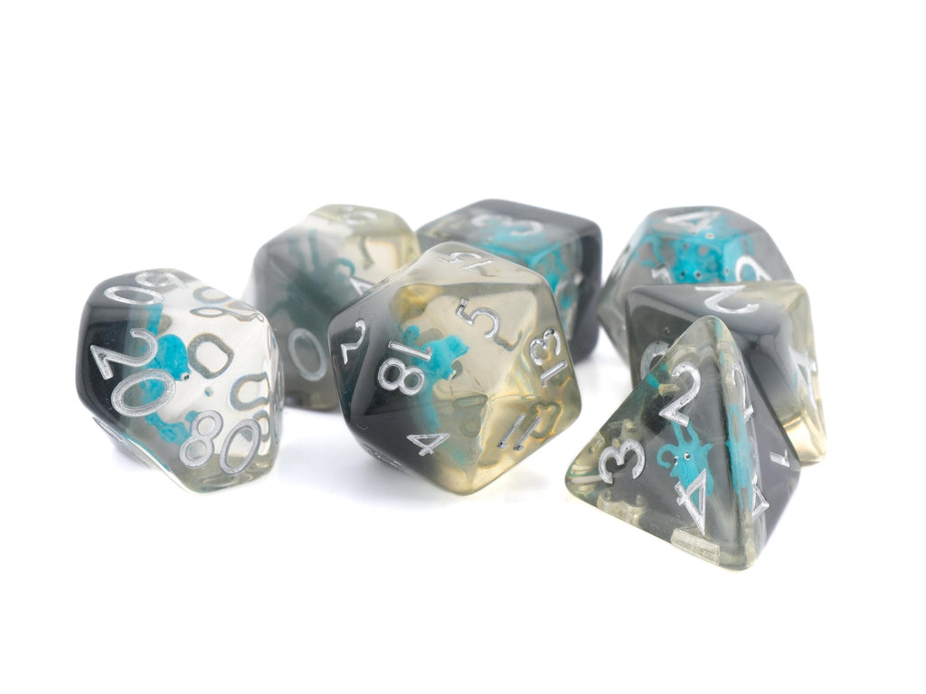 Octopus Resin DnD Dice Set: 7-Piece Aquatic RPG Dice for Dungeons and Dragons