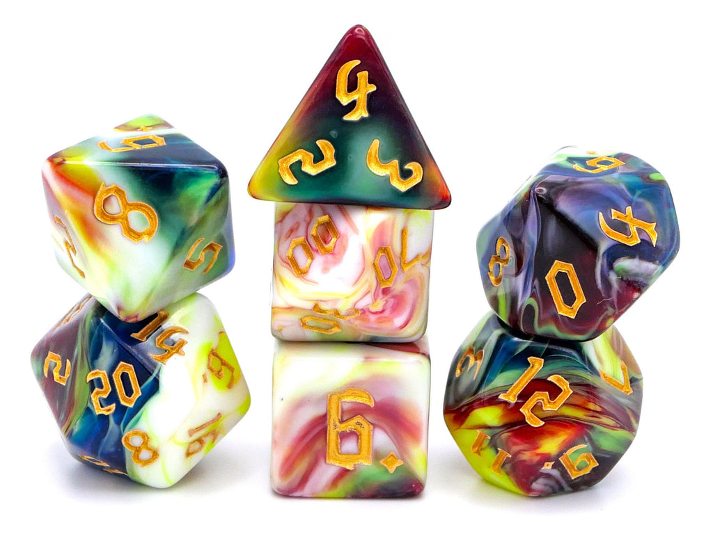 Firestorm Fusion DnD Dice Set: 7 Piece Blended Acrylic RPG Dice