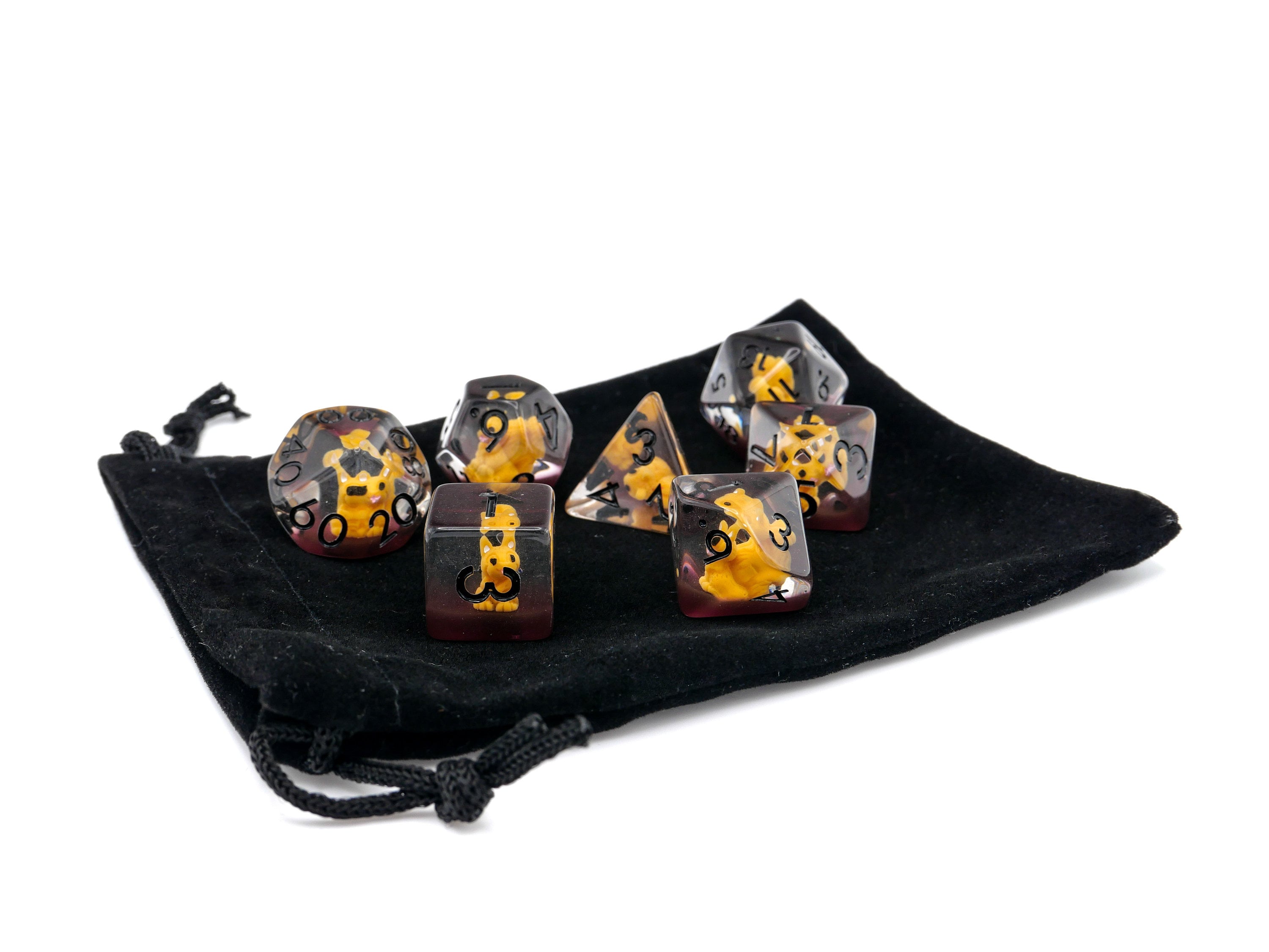 Squirrel Resin DnD Dice Set: 7-Piece Animal RPG Dice