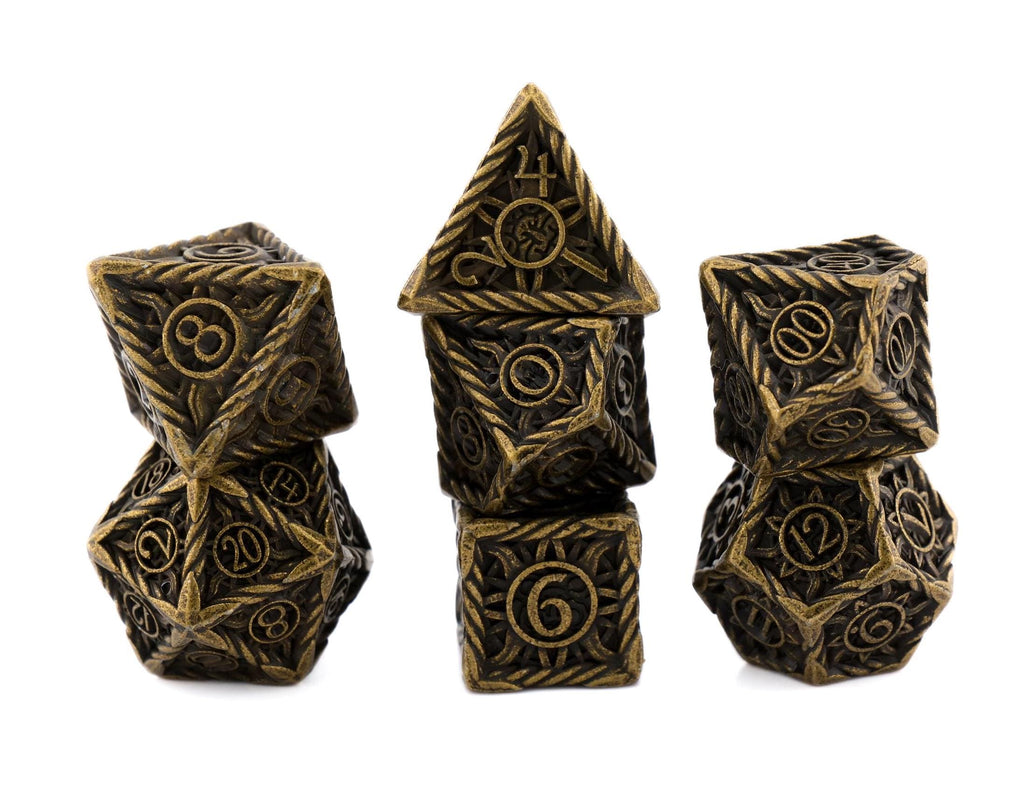 Sun Metal DnD Dice Set: 7-Piece Colorful RPG Dice for Dungeons and Dragons