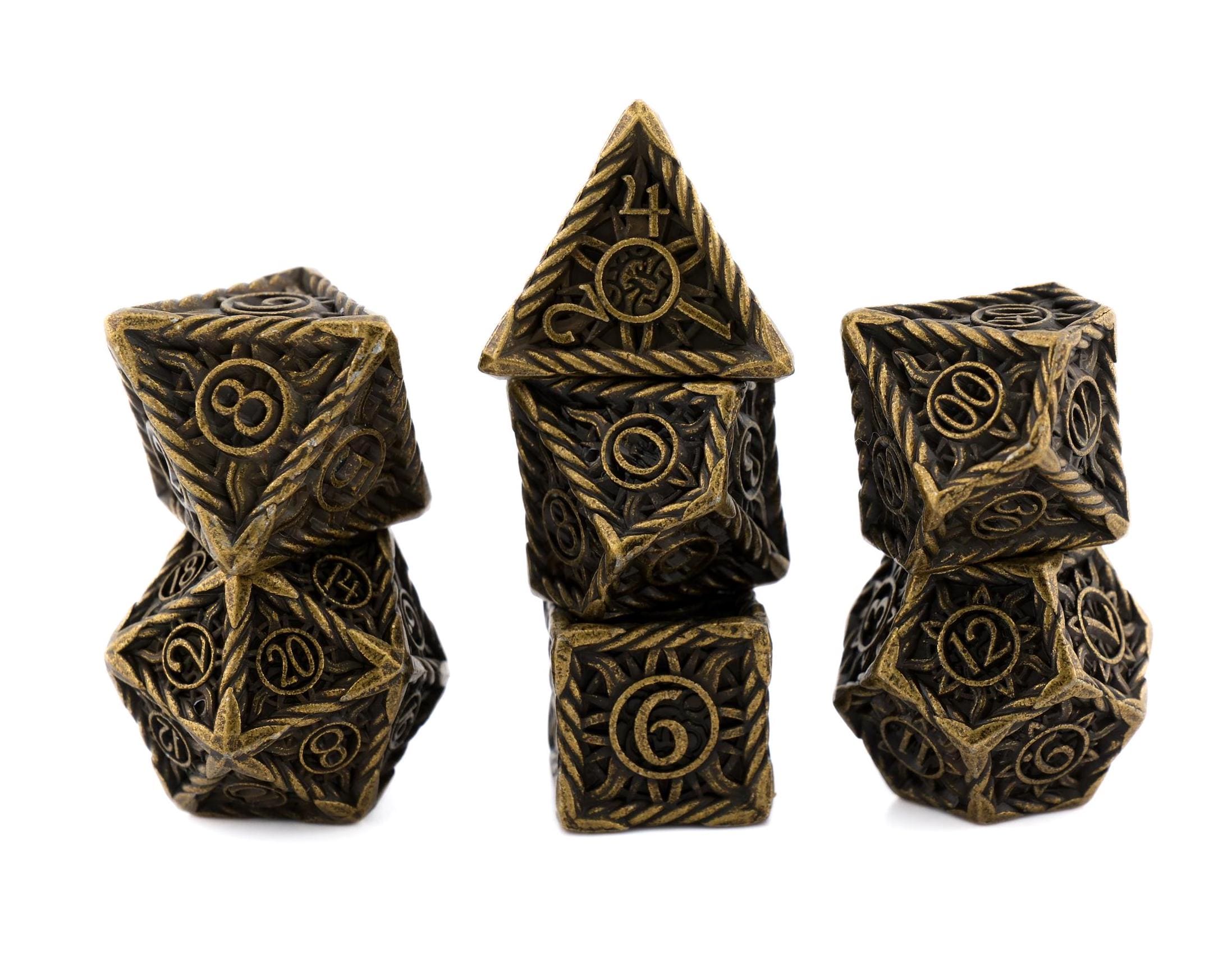 Sun Metal DnD Dice Set: 7-Piece Colorful RPG Dice for Dungeons and Dragons