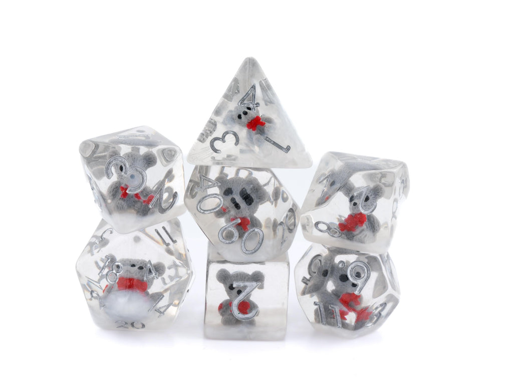 Teddy Bear Resin DnD Dice | 7 Piece Dice Set | Cute Fluffy Bear | Forest Animal Dice | Dungeons & Dragons | Tabletop RPG | Nerdy Gamer Gift