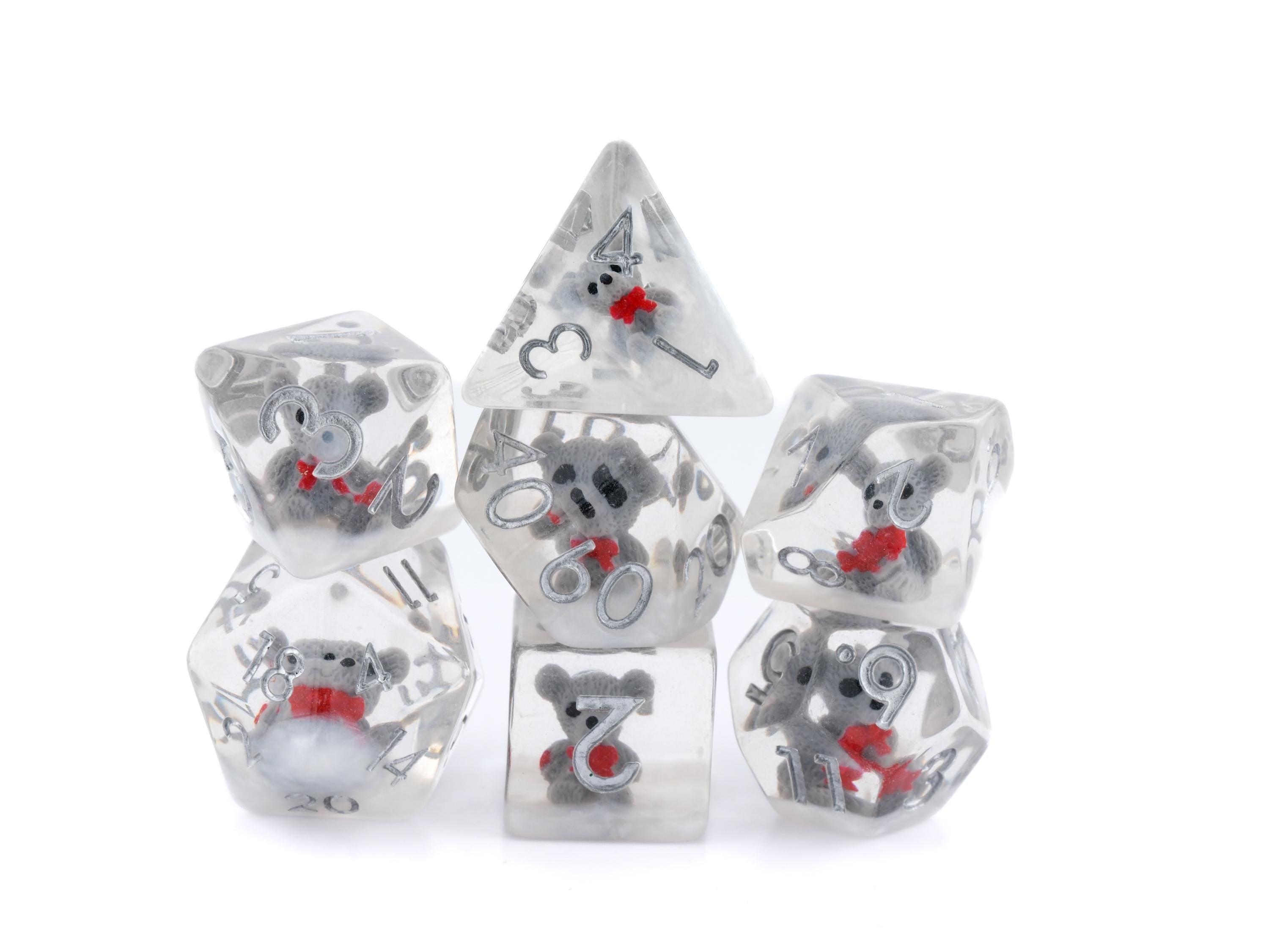Teddy Bear Resin DnD Dice | 7 Piece Dice Set | Cute Fluffy Bear | Forest Animal Dice | Dungeons & Dragons | Tabletop RPG | Nerdy Gamer Gift