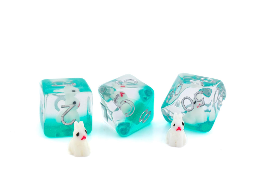 Bunny DnD Dice Set: 7 Piece Resin RPG Dice