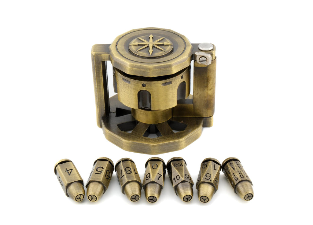 Revolver Metal Dice Set | Bullet Dice for DnD | Spinning Chamber | Mechanical Gun Dice | Dungeons & Dragons | Tabletop RPG | Fidget Gift