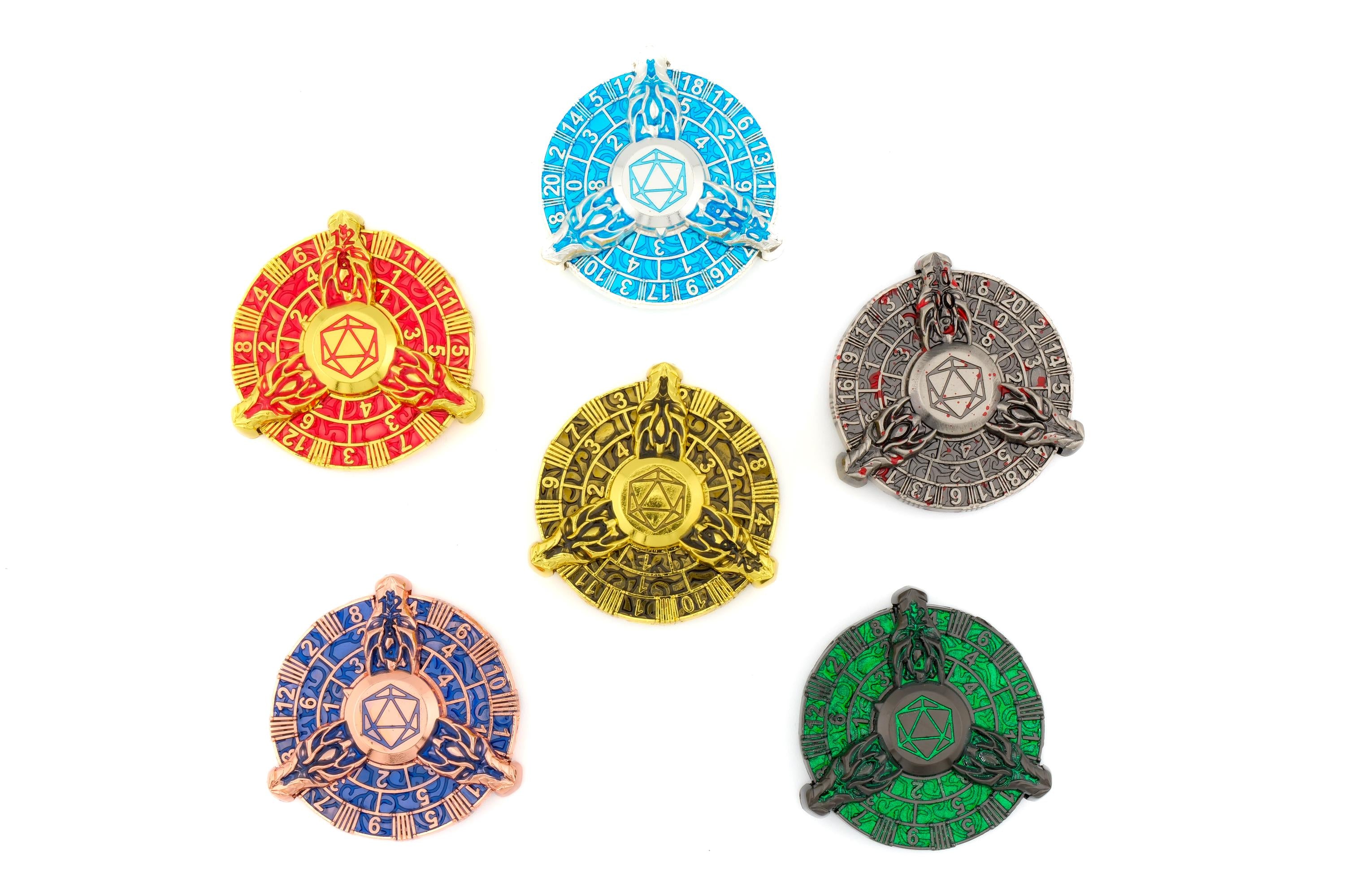 3-Headed Dragon Metal Spinning DnD Dice: 7 in 1 RPG Dice