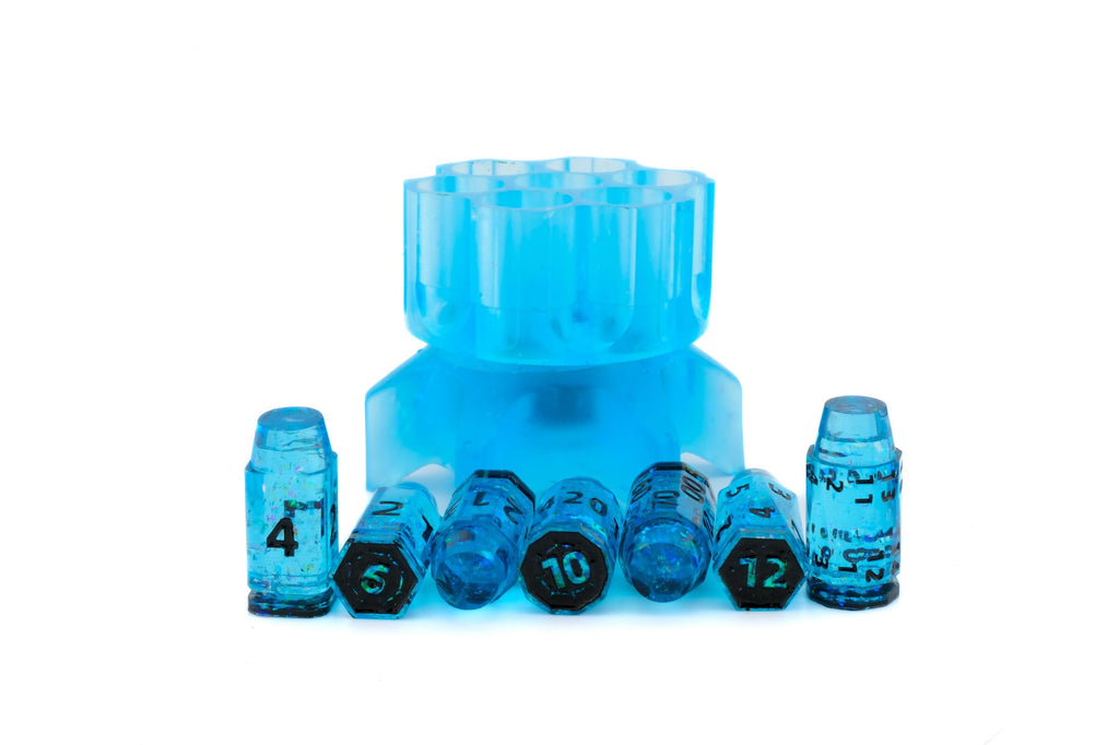 Spinning Revolver Resin Dice Set | Spinning Chamber | Bullet DnD Dice | Mechanical Gun | Dungeons & Dragons | Tabletop RPG | Fidget Gift
