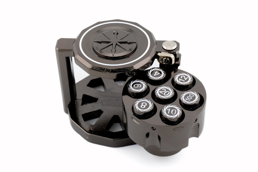 Revolver Metal Dice Set | Bullet Dice for DnD | Spinning Chamber | Mechanical Gun Dice | Dungeons & Dragons | Tabletop RPG | Fidget Gift