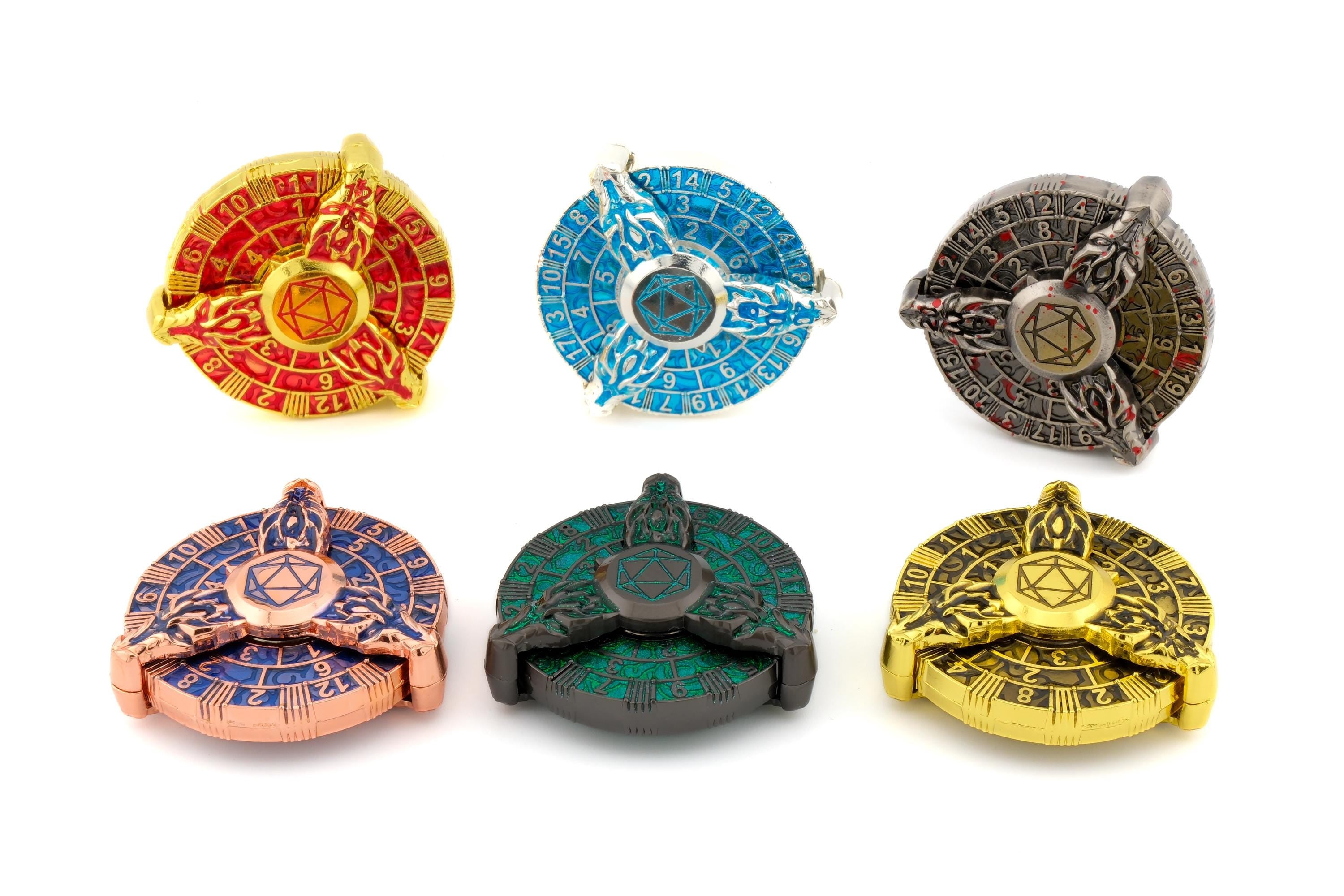 3-Headed Dragon Metal Spinning DnD Dice: 7 in 1 RPG Dice
