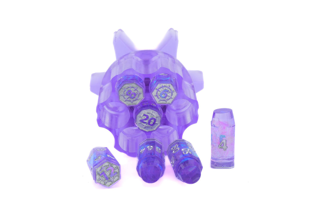 Spinning Revolver Resin Dice Set | Spinning Chamber | Bullet DnD Dice | Mechanical Gun | Dungeons & Dragons | Tabletop RPG | Fidget Gift