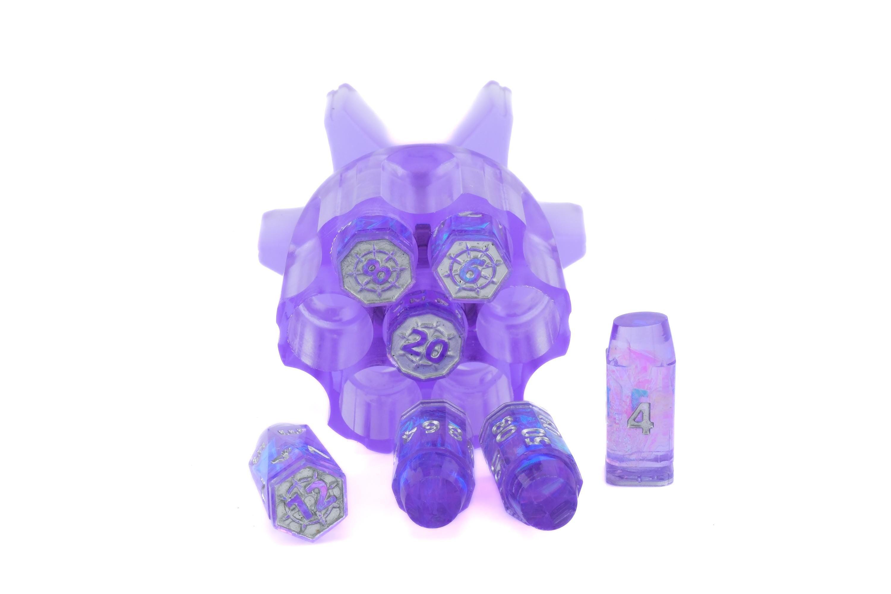 Spinning Revolver Resin Dice Set | Spinning Chamber | Bullet DnD Dice | Mechanical Gun | Dungeons & Dragons | Tabletop RPG | Fidget Gift