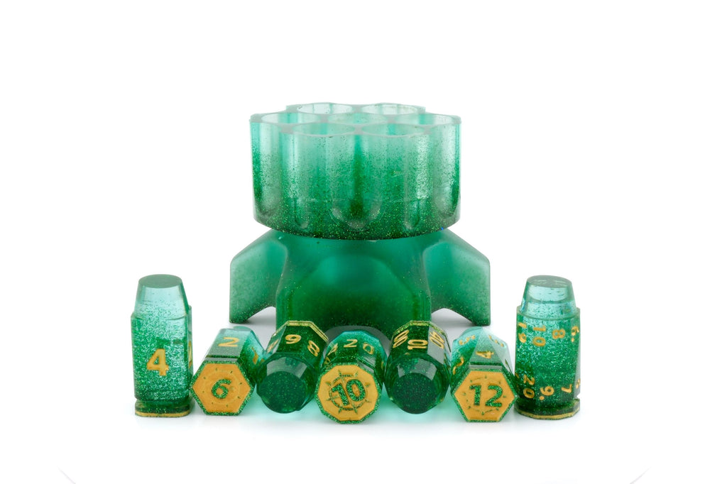 Spinning Revolver Resin Dice Set | Spinning Chamber | Bullet DnD Dice | Mechanical Gun | Dungeons & Dragons | Tabletop RPG | Fidget Gift