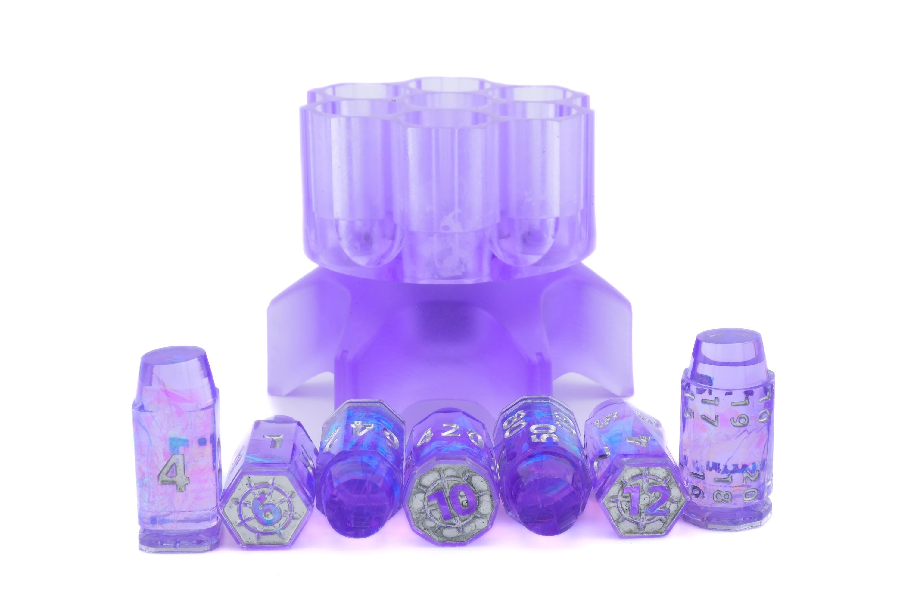 Spinning Revolver Resin Dice Set | Spinning Chamber | Bullet DnD Dice | Mechanical Gun | Dungeons & Dragons | Tabletop RPG | Fidget Gift