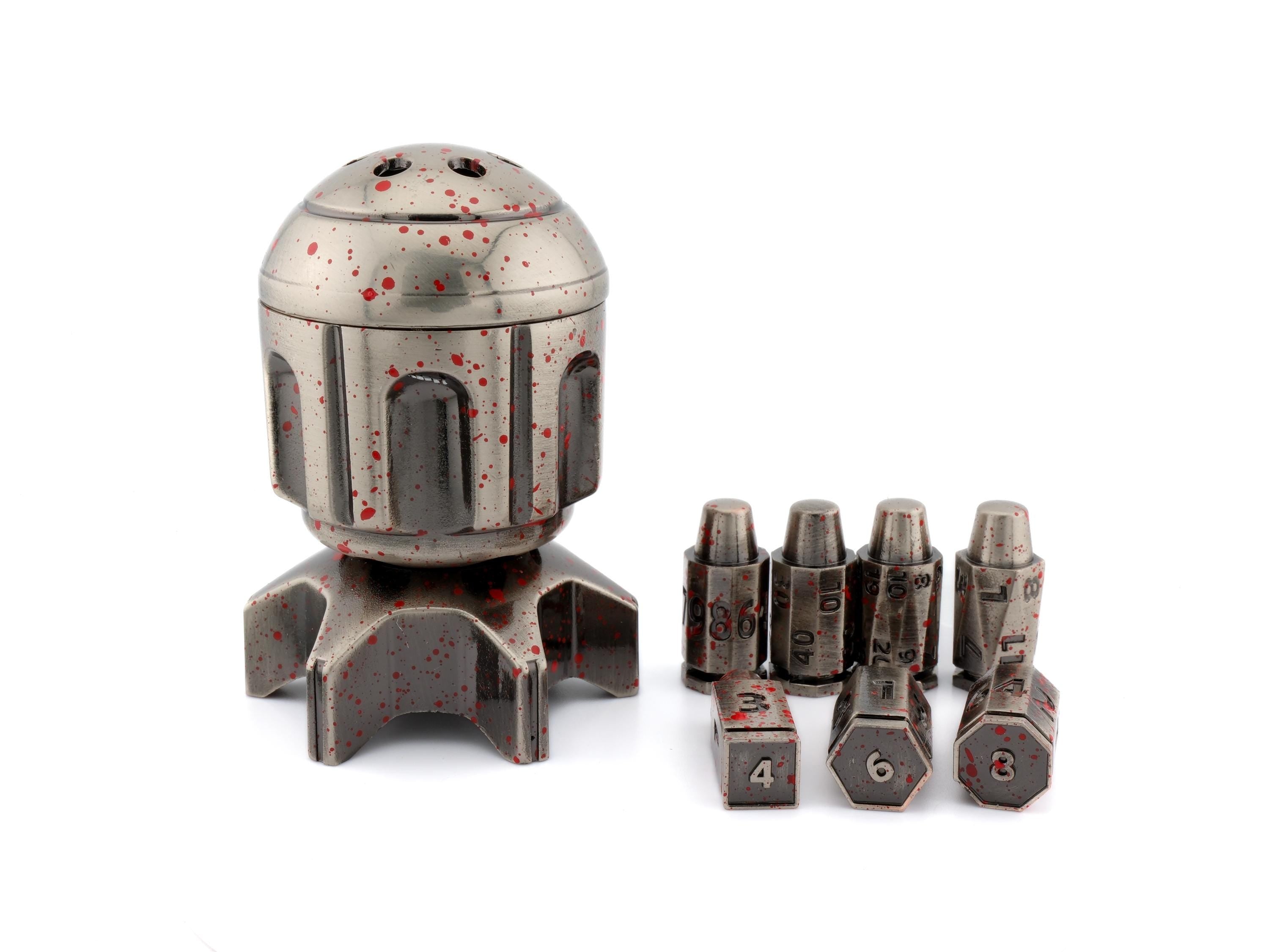 Missile Metal DnD Dice Set | Spinning Bullet Bomb Chamber RPG Dice | Mechanical Revolver Fidget | Dungeons & Dragons | TTRPG | Gift Box