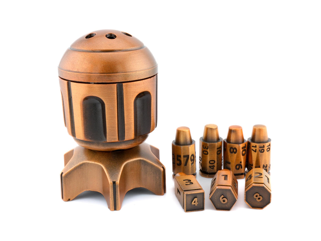 Missile Metal DnD Dice Set | Spinning Bullet Bomb Chamber RPG Dice | Mechanical Revolver Fidget | Dungeons & Dragons | TTRPG | Gift Box