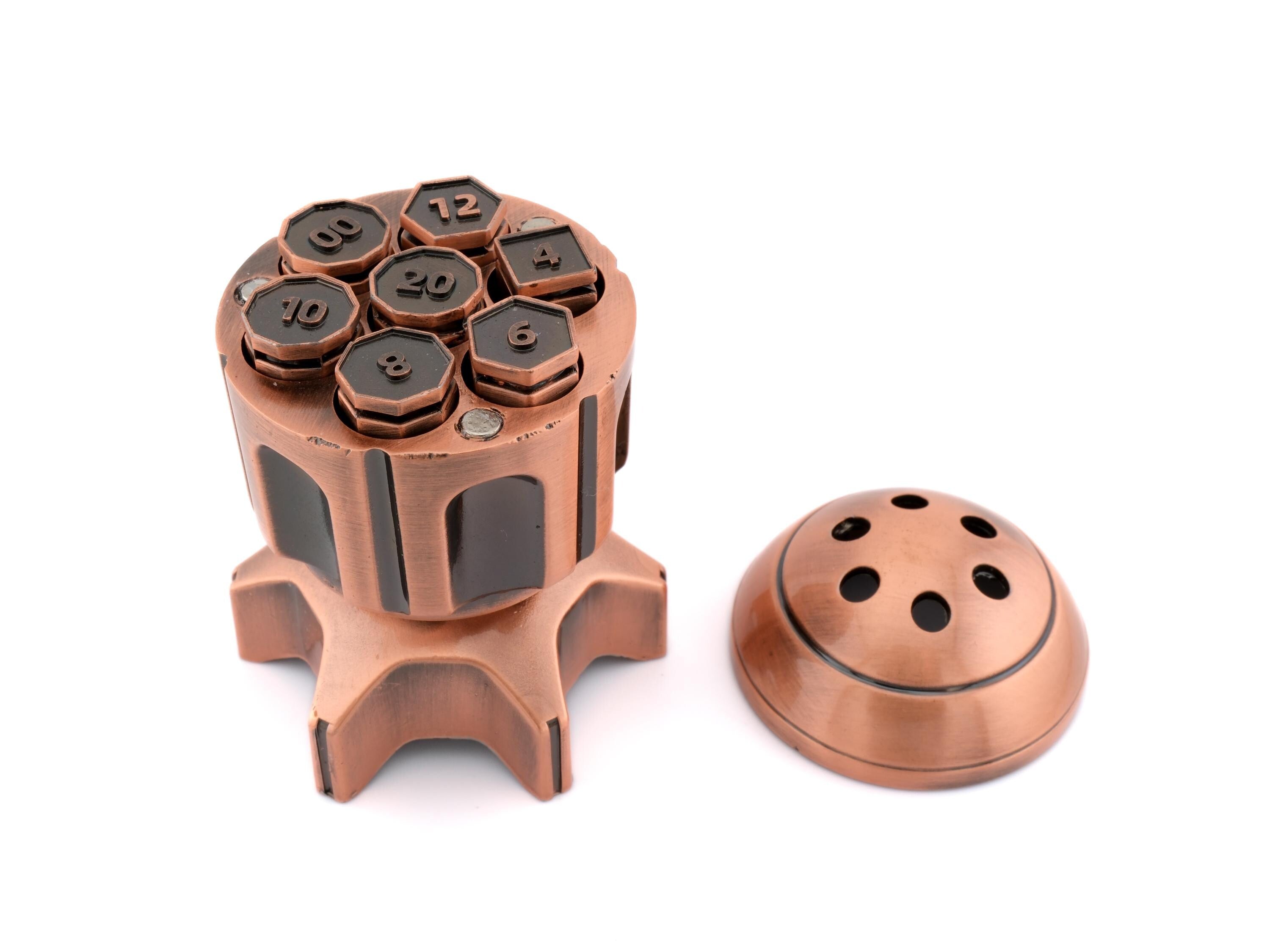 Missile Metal DnD Dice Set | Spinning Bullet Bomb Chamber RPG Dice | Mechanical Revolver Fidget | Dungeons & Dragons | TTRPG | Gift Box