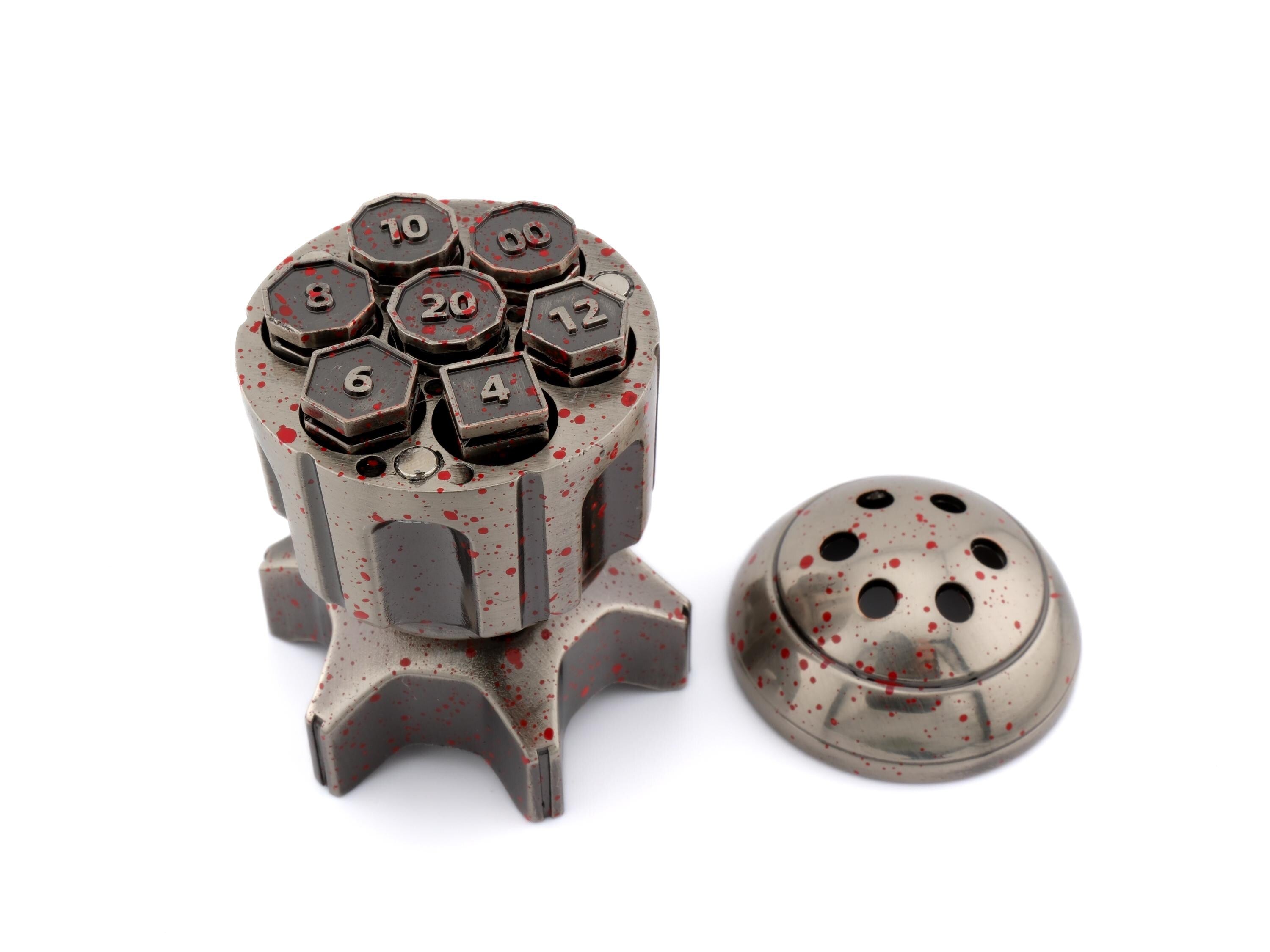 Missile Metal DnD Dice Set | Spinning Bullet Bomb Chamber RPG Dice | Mechanical Revolver Fidget | Dungeons & Dragons | TTRPG | Gift Box