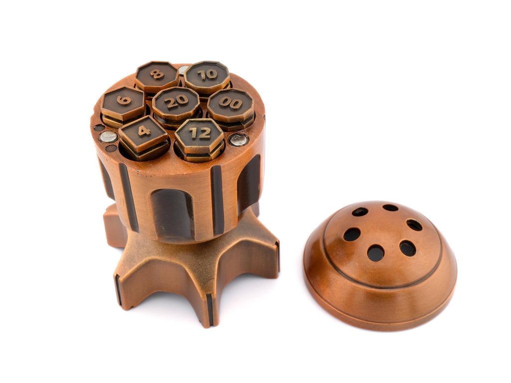 Missile Metal DnD Dice Set | Spinning Bullet Bomb Chamber RPG Dice | Mechanical Revolver Fidget | Dungeons & Dragons | TTRPG | Gift Box
