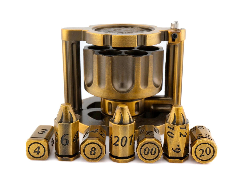 Dragon Revolver Metal Dnd Dice Set | Bullet RPG Dice | Spinning Chamber | Mechanical Gun Dice | Dungeons & Dragons | TTRPG | Fidget Gift