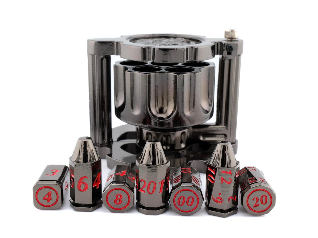 Dragon Revolver Metal Dnd Dice Set | Bullet RPG Dice | Spinning Chamber | Mechanical Gun Dice | Dungeons & Dragons | TTRPG | Fidget Gift