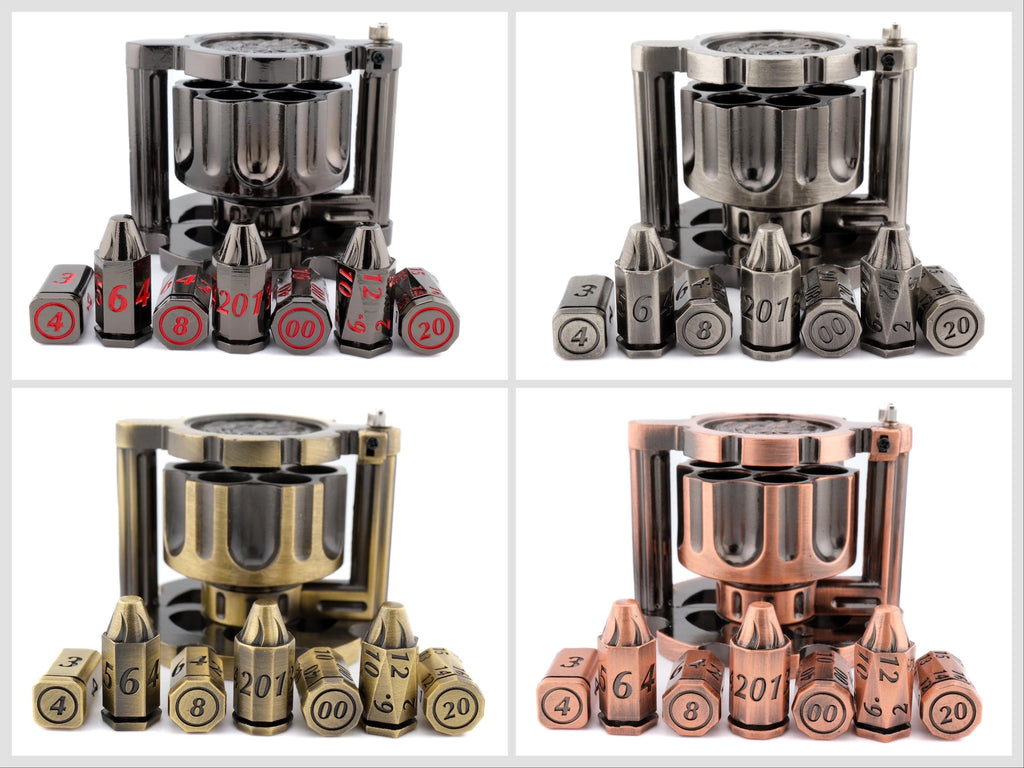 Dragon Revolver Metal Dnd Dice Set | Bullet RPG Dice | Spinning Chamber | Mechanical Gun Dice | Dungeons & Dragons | TTRPG | Fidget Gift
