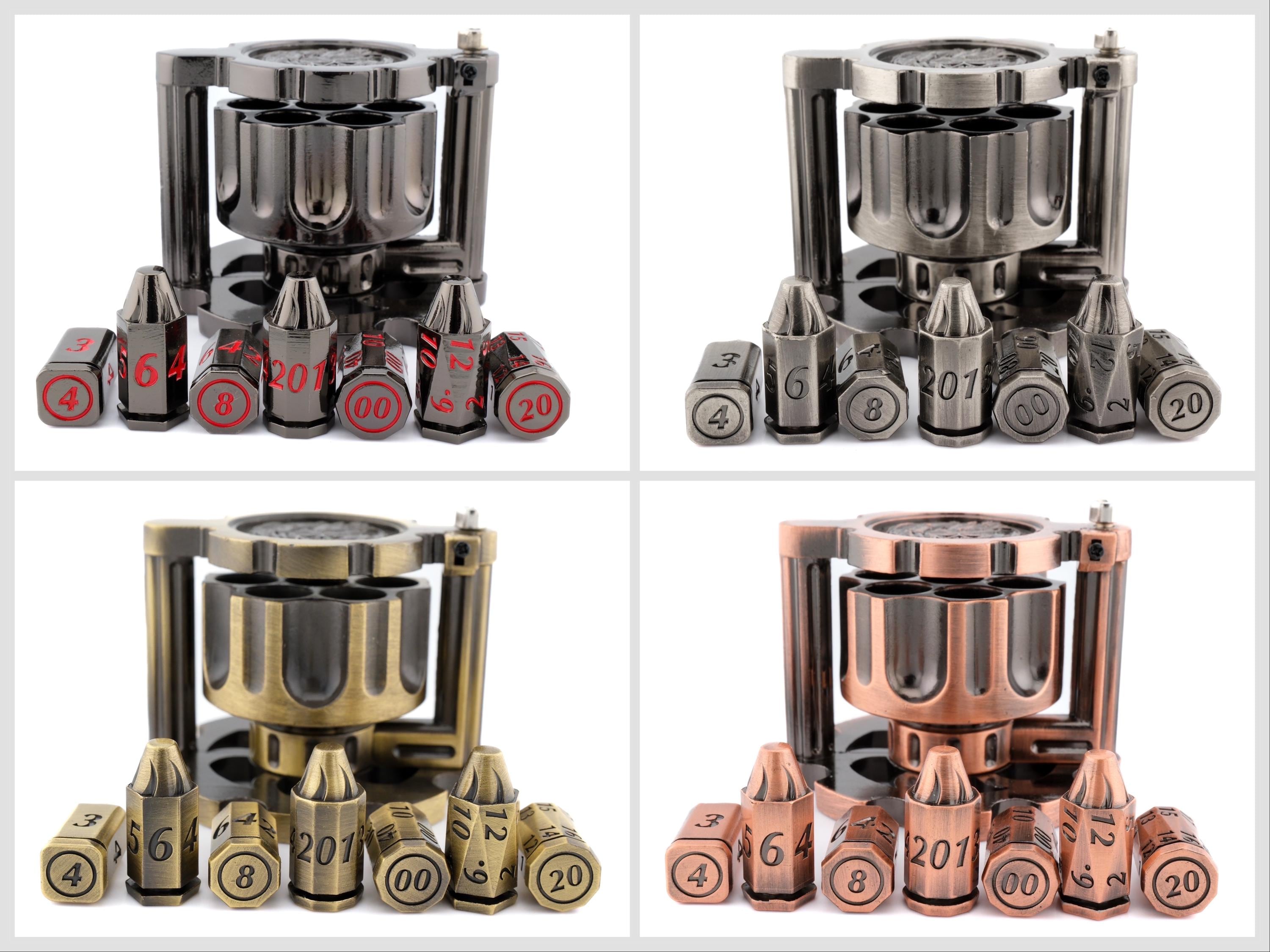 Dragon Revolver Metal Dnd Dice Set | Bullet RPG Dice | Spinning Chamber | Mechanical Gun Dice | Dungeons & Dragons | TTRPG | Fidget Gift