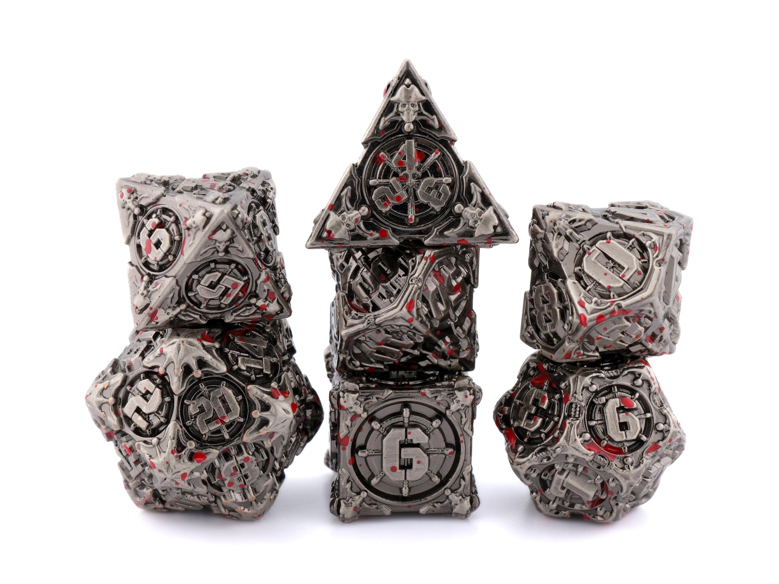 Pirate Ship Metal DnD Dice Set: 7-Piece Swashbuckler RPG Dice