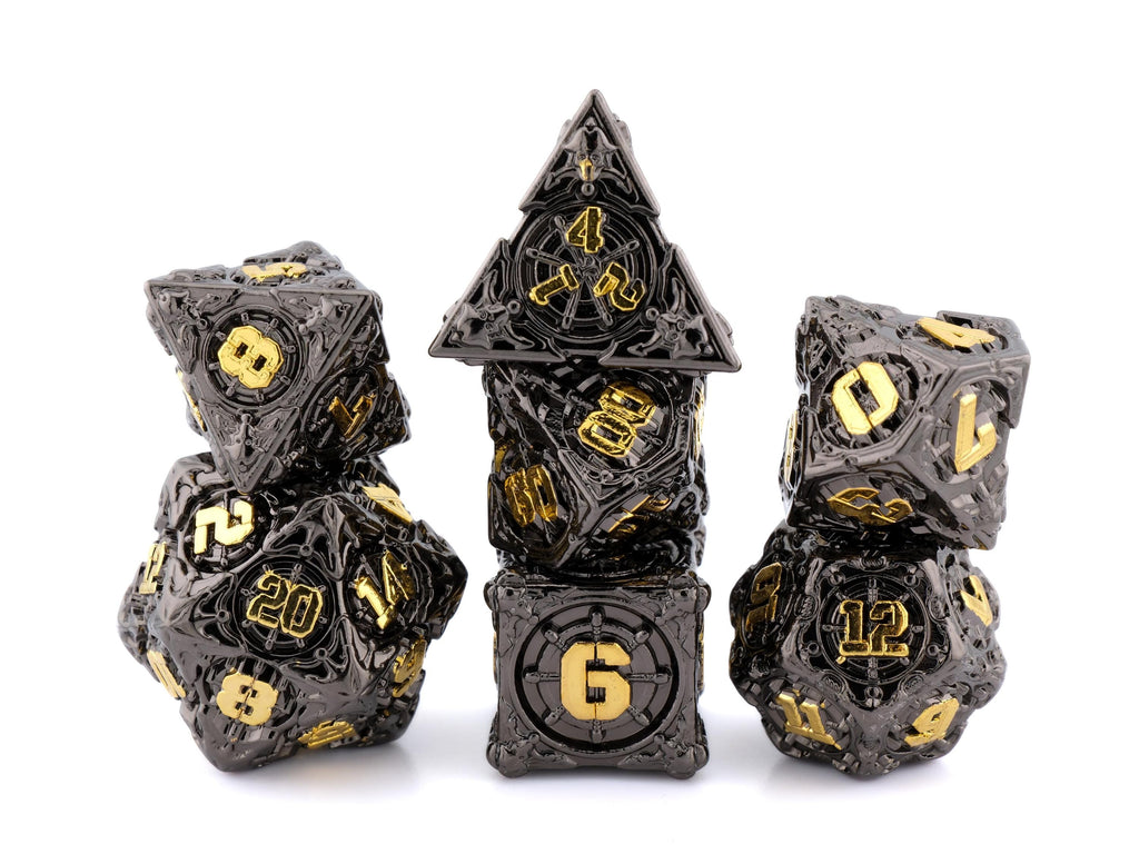Pirate Ship Metal DnD Dice Set: 7-Piece Swashbuckler RPG Dice