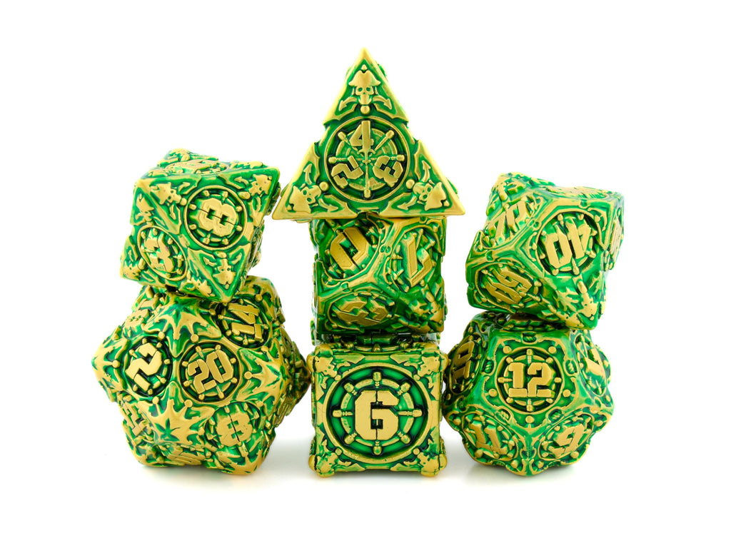 Pirate Ship Metal DnD Dice Set: 7-Piece Swashbuckler RPG Dice
