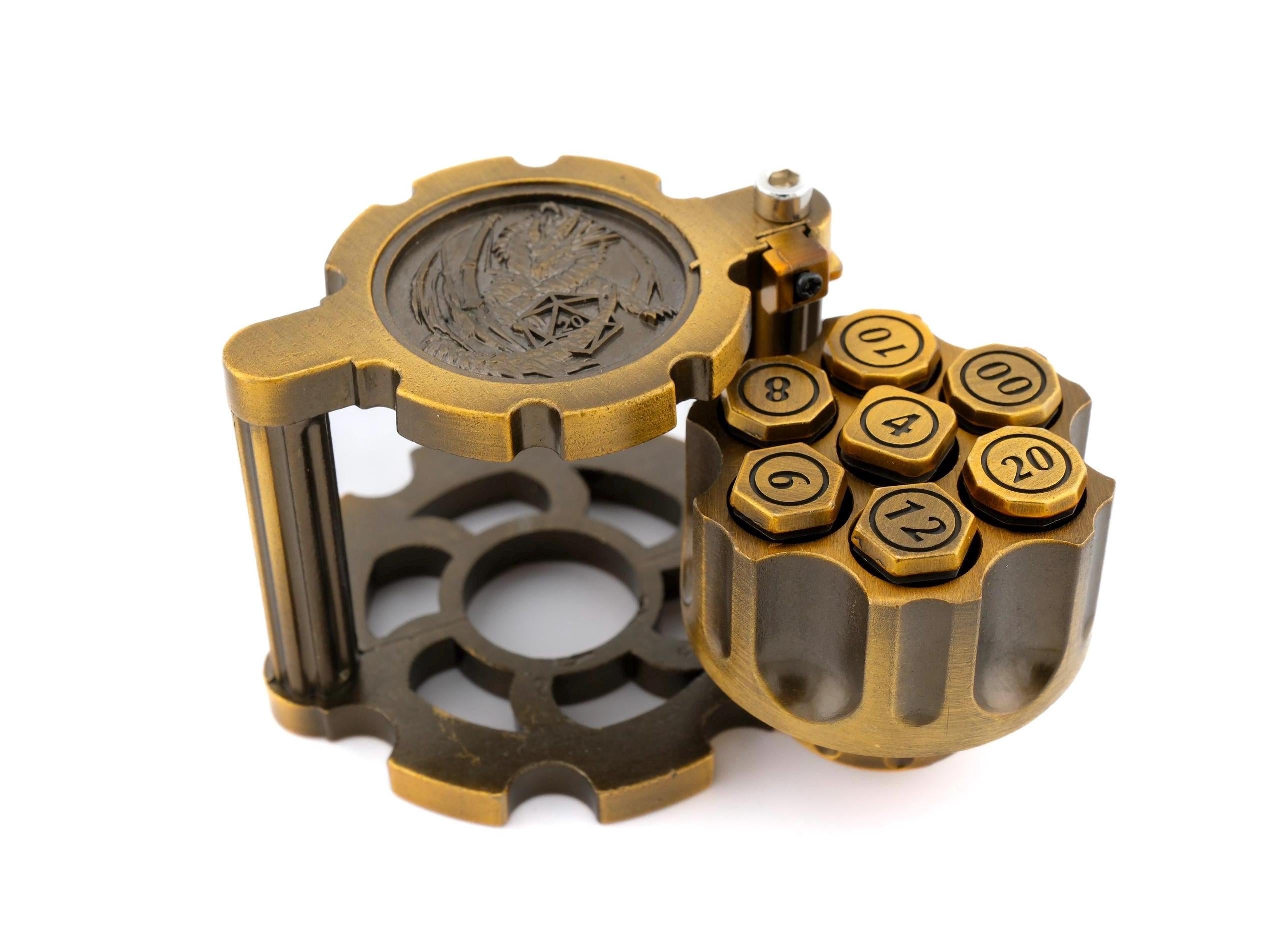 Dragon Revolver Metal Dnd Dice Set | Bullet RPG Dice | Spinning Chamber | Mechanical Gun Dice | Dungeons & Dragons | TTRPG | Fidget Gift