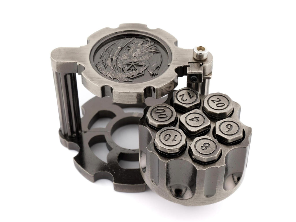 Dragon Revolver Metal Dnd Dice Set | Bullet RPG Dice | Spinning Chamber | Mechanical Gun Dice | Dungeons & Dragons | TTRPG | Fidget Gift