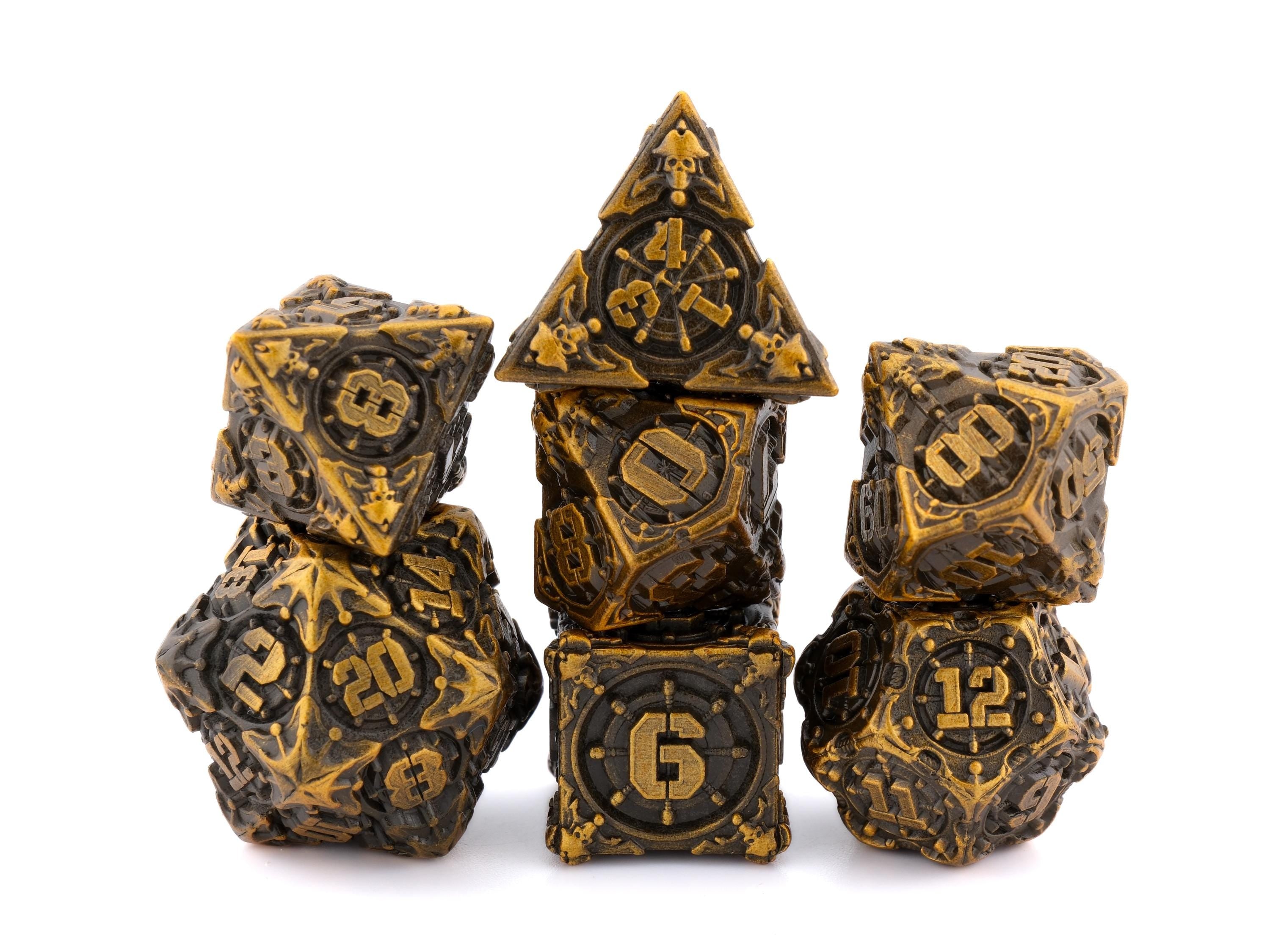 Pirate Ship Metal DnD Dice Set: 7-Piece Swashbuckler RPG Dice