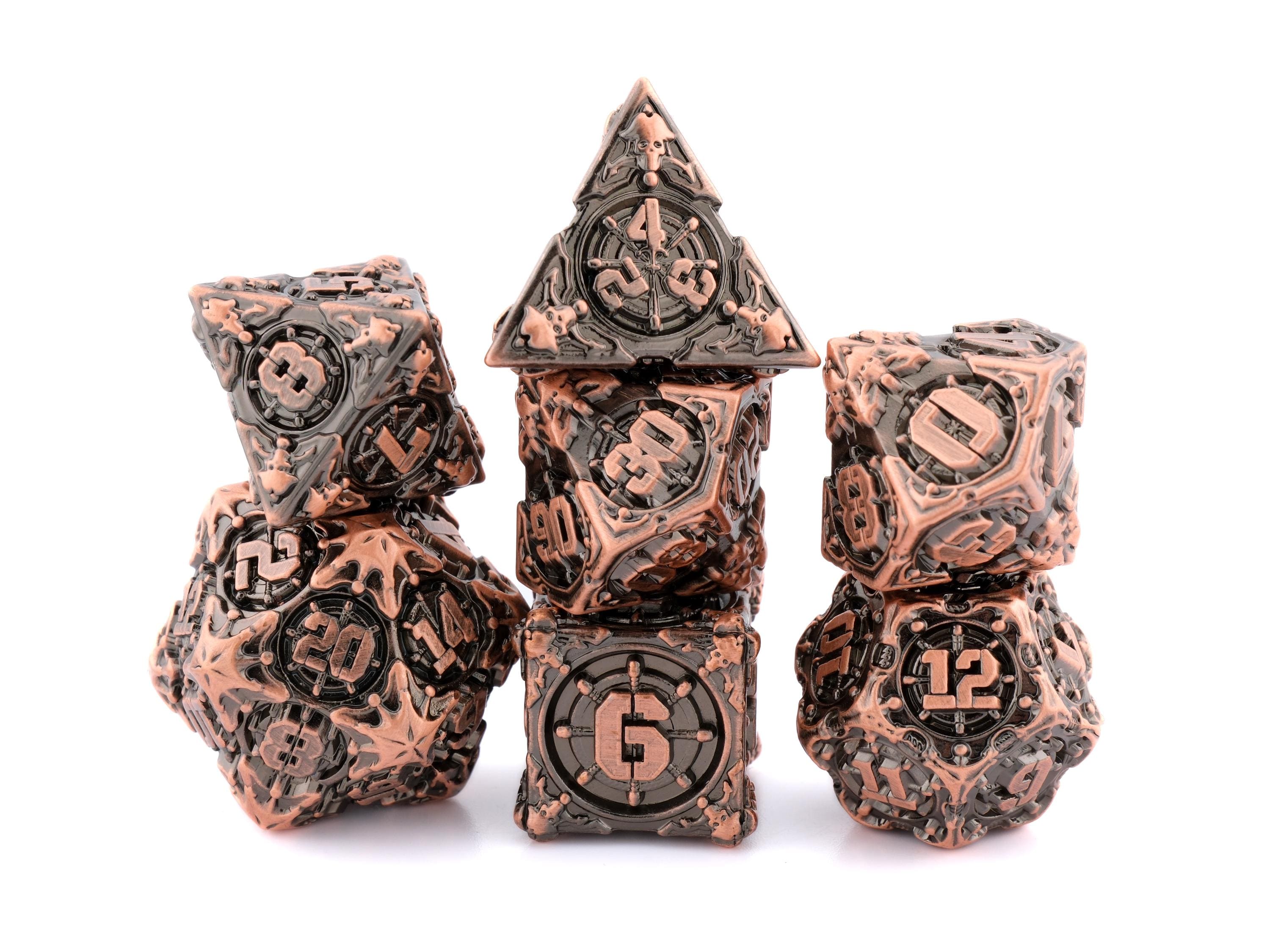 Pirate Ship Metal DnD Dice Set: 7-Piece Swashbuckler RPG Dice