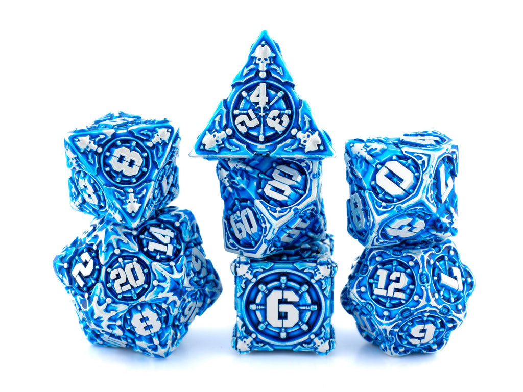 Pirate Ship Metal DnD Dice Set: 7-Piece Swashbuckler RPG Dice