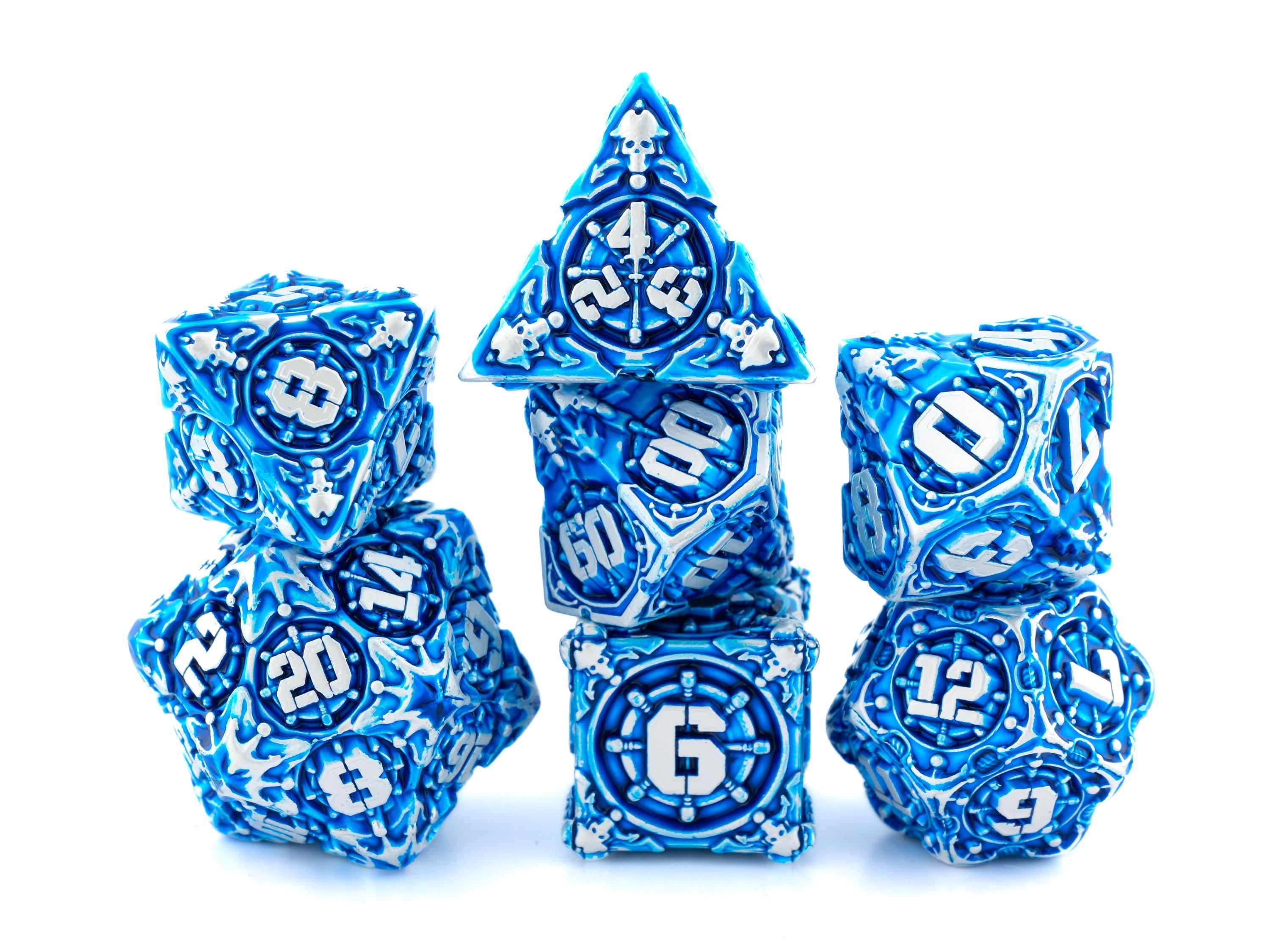Pirate Ship Metal DnD Dice Set: 7-Piece Swashbuckler RPG Dice