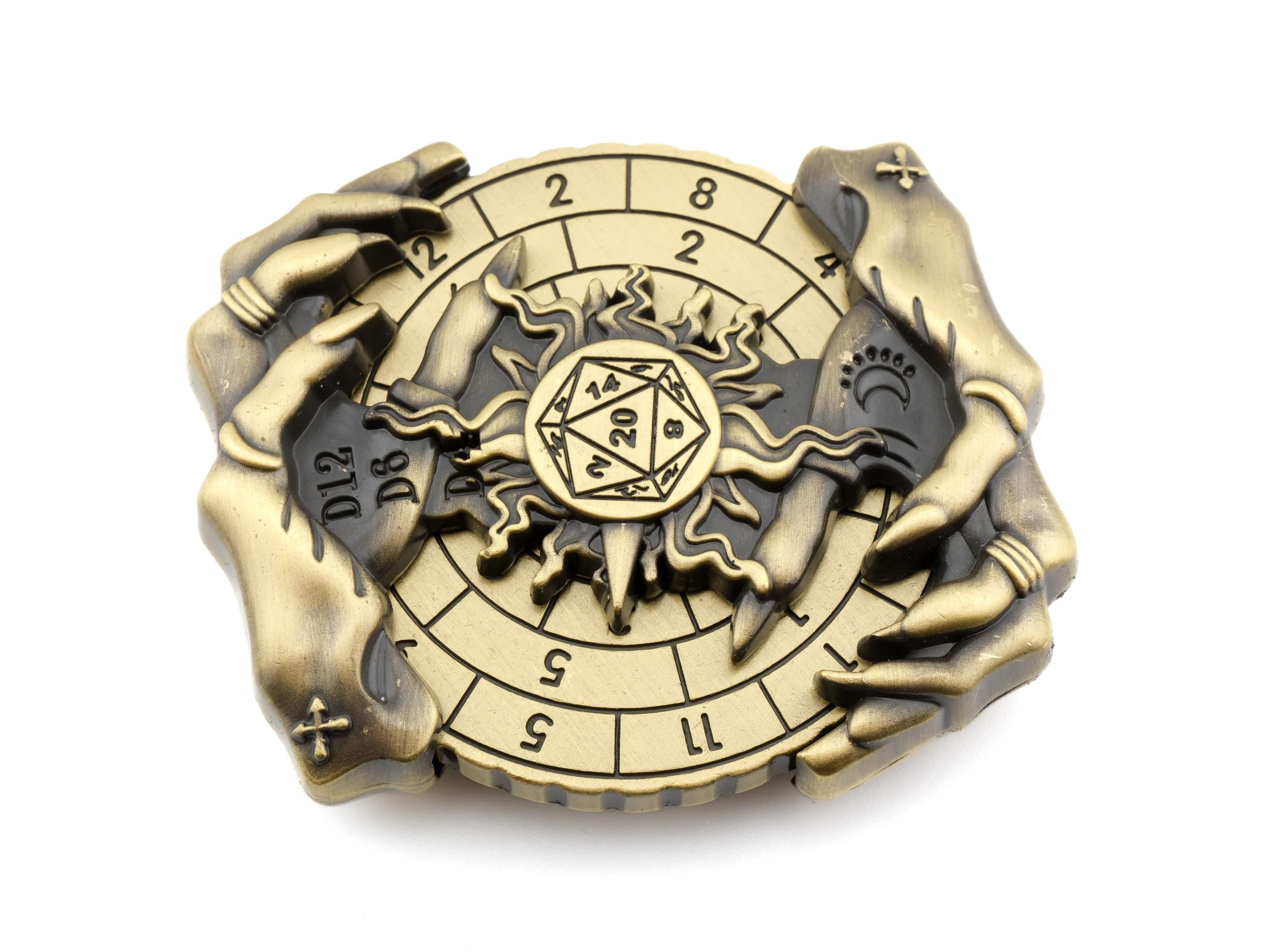 Witches Hands Spinning Metal DnD Dice: 7 in 1 RPG Roulette Dice