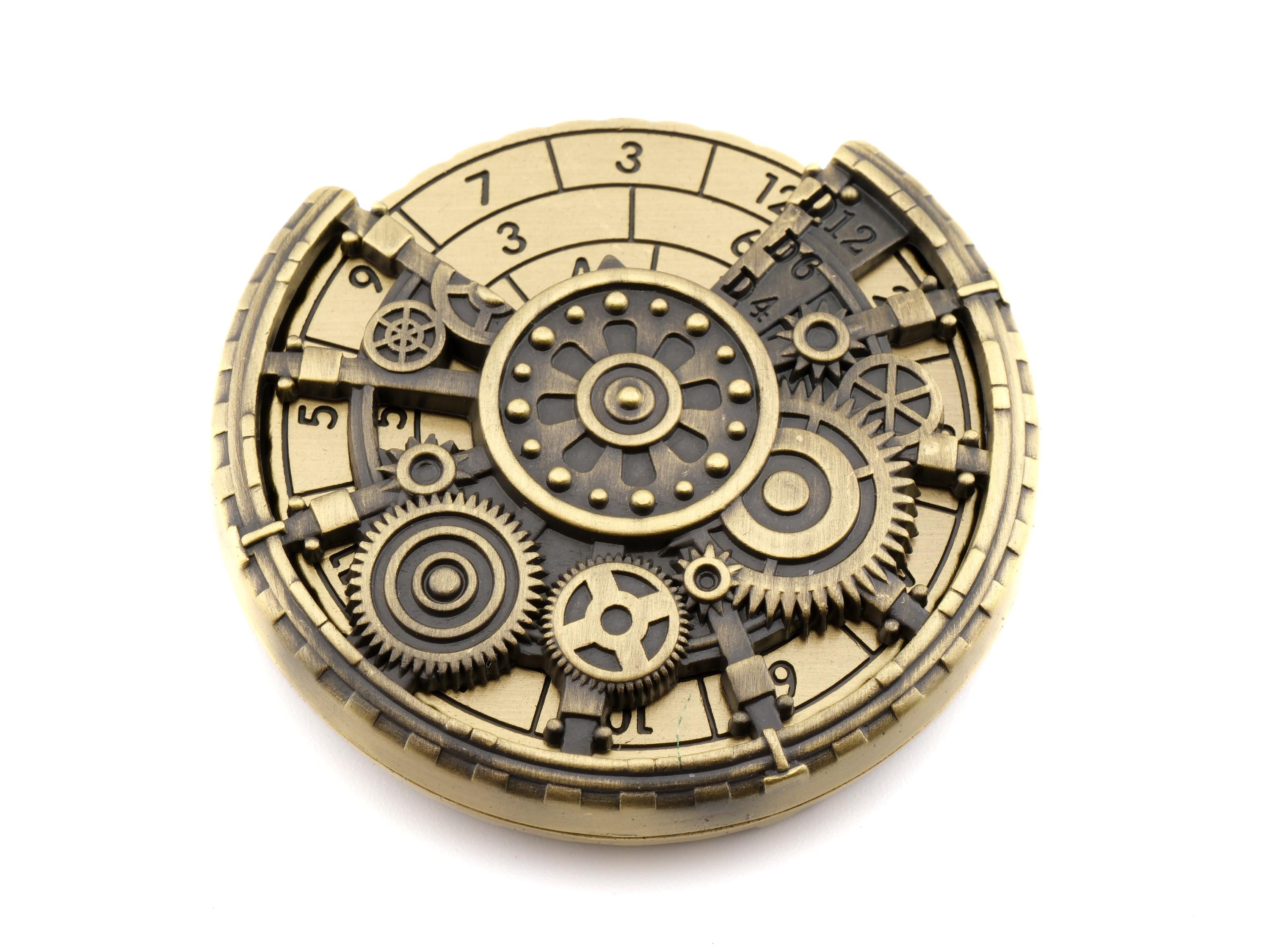 Steampunk Metal Spinning Dice: 7 in 1 Clockwork Gear DnD RPG Fidget