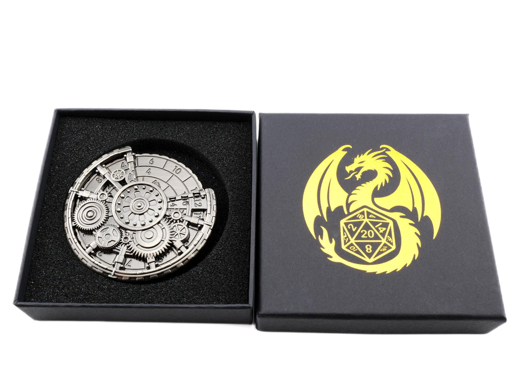 Steampunk Metal Spinning Dice: 7 in 1 Clockwork Gear DnD RPG Fidget