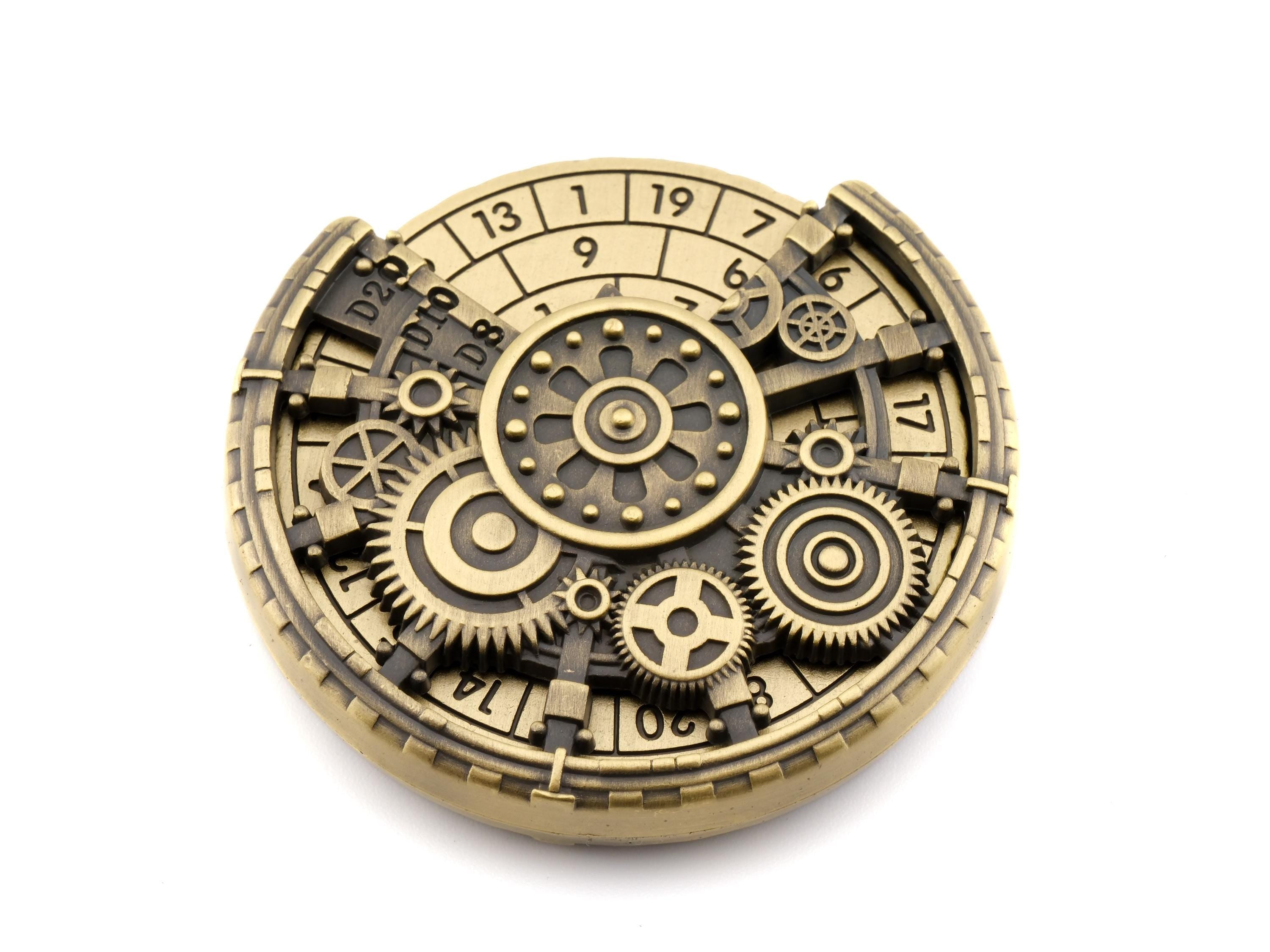 Steampunk Metal Spinning Dice: 7 in 1 Clockwork Gear DnD RPG Fidget