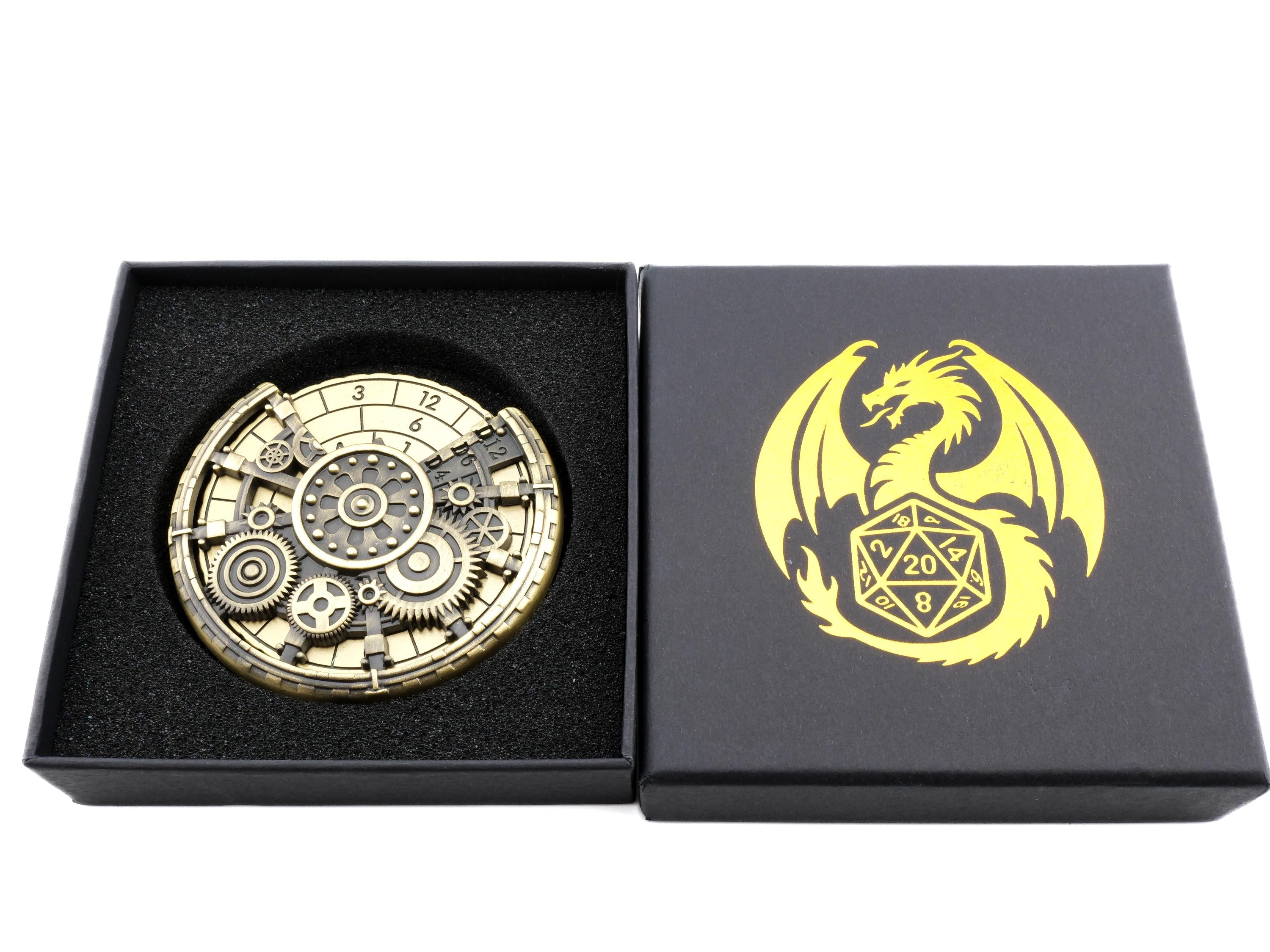 Steampunk Metal Spinning Dice: 7 in 1 Clockwork Gear DnD RPG Fidget