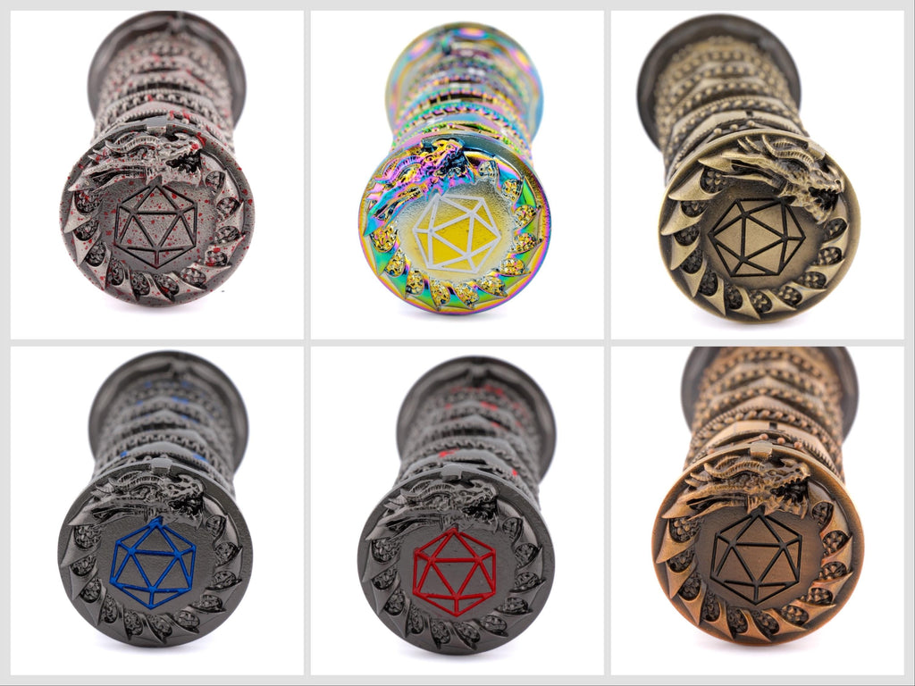 Tower Spinning Metal DnD Dice: 7 in 1 Gyro Roulette Fidget RPG Dice