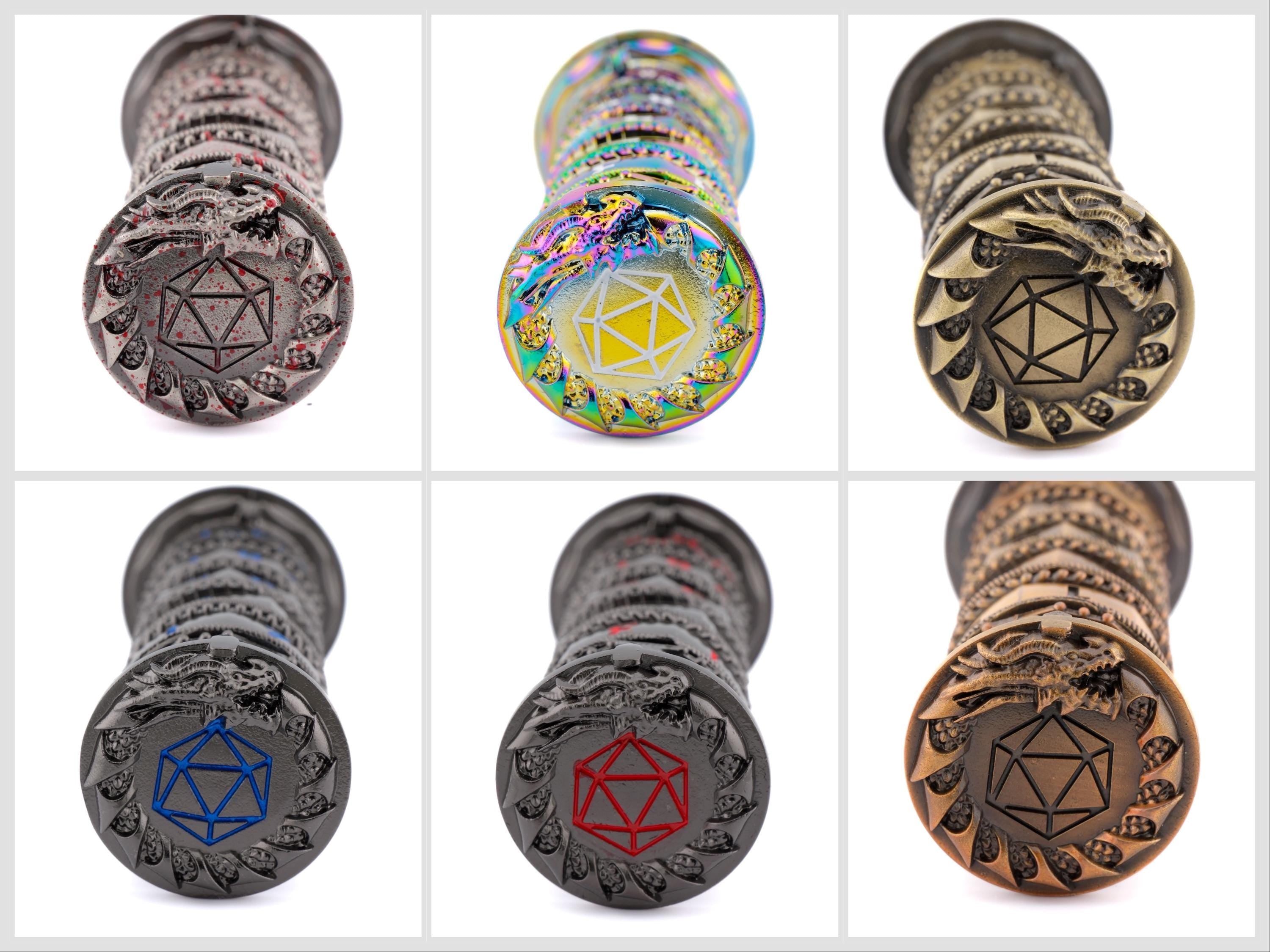 Tower Spinning Metal DnD Dice: 7 in 1 Gyro Roulette Fidget RPG Dice