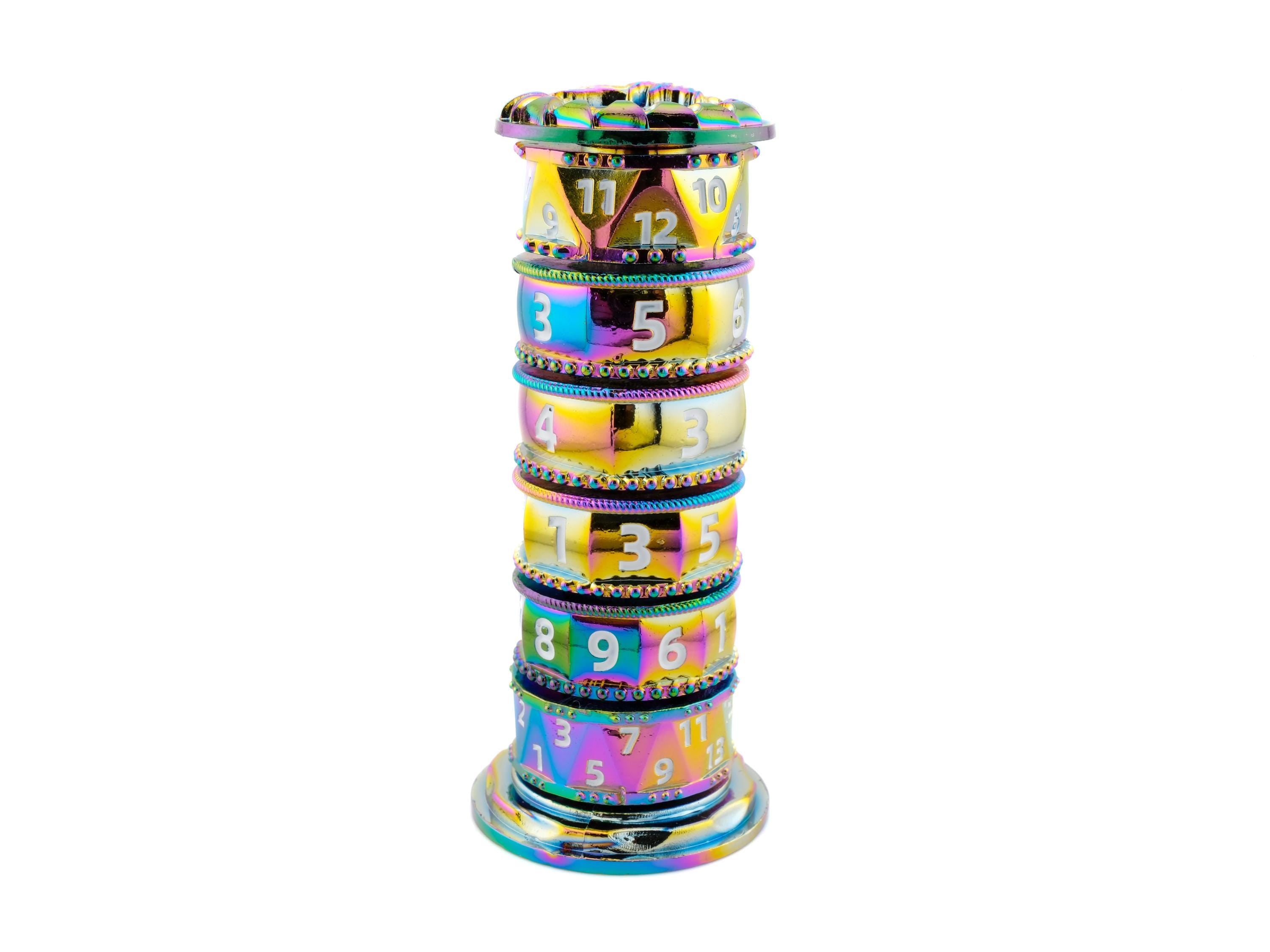 Tower Spinning Metal DnD Dice: 7 in 1 Gyro Roulette Fidget RPG Dice