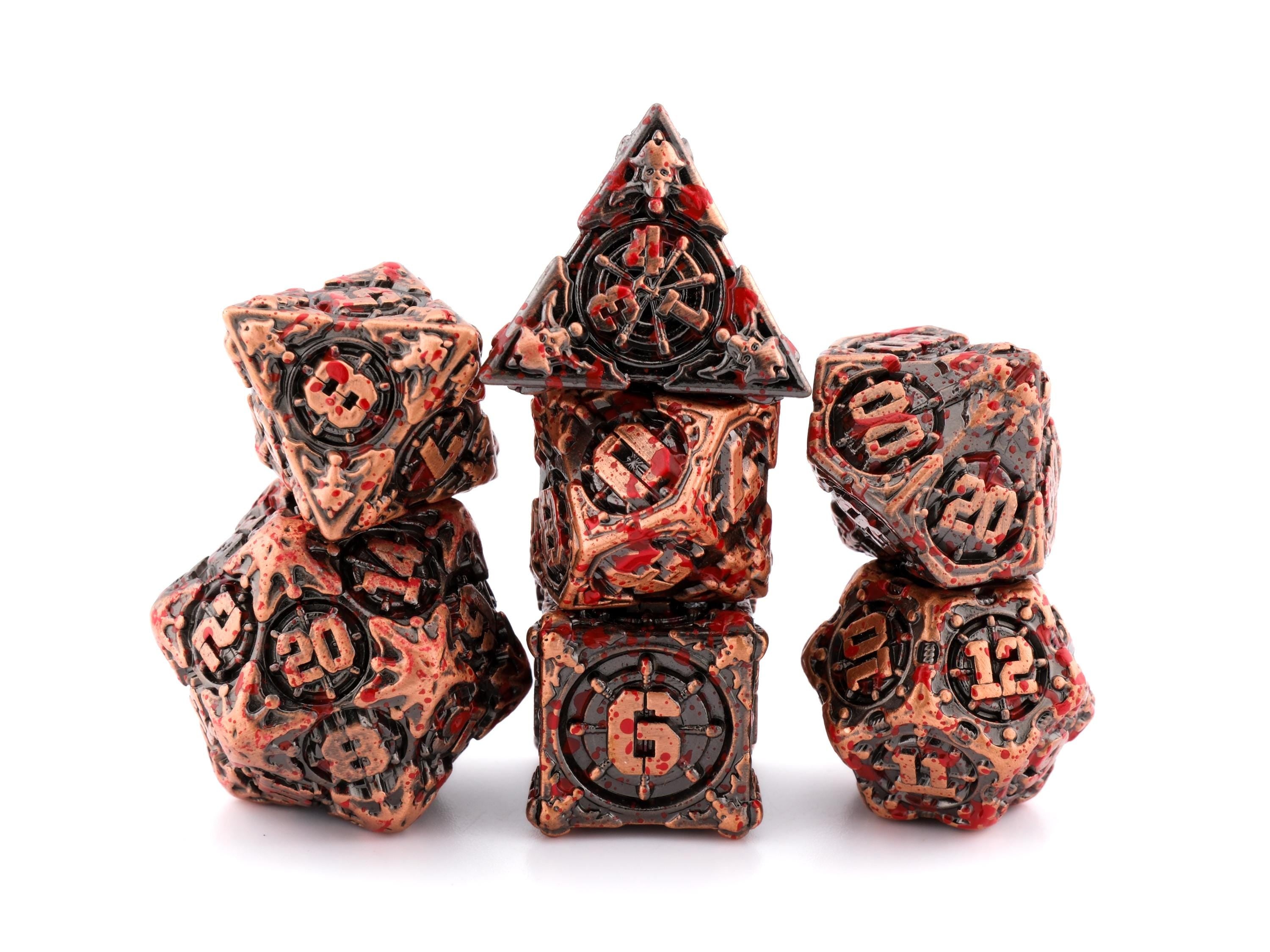Pirate Ship Metal DnD Dice Set: 7-Piece Swashbuckler RPG Dice